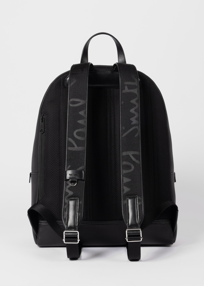 Paul Smith Black Leather Central 'Shadow Stripe' Backpack outlook