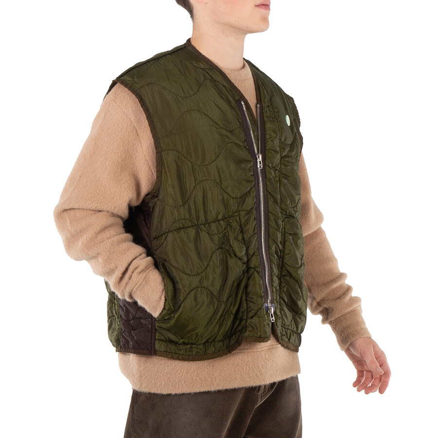 OAMC Men's Dark Moss Zipped Gilet Vest, Size Medium - 4
