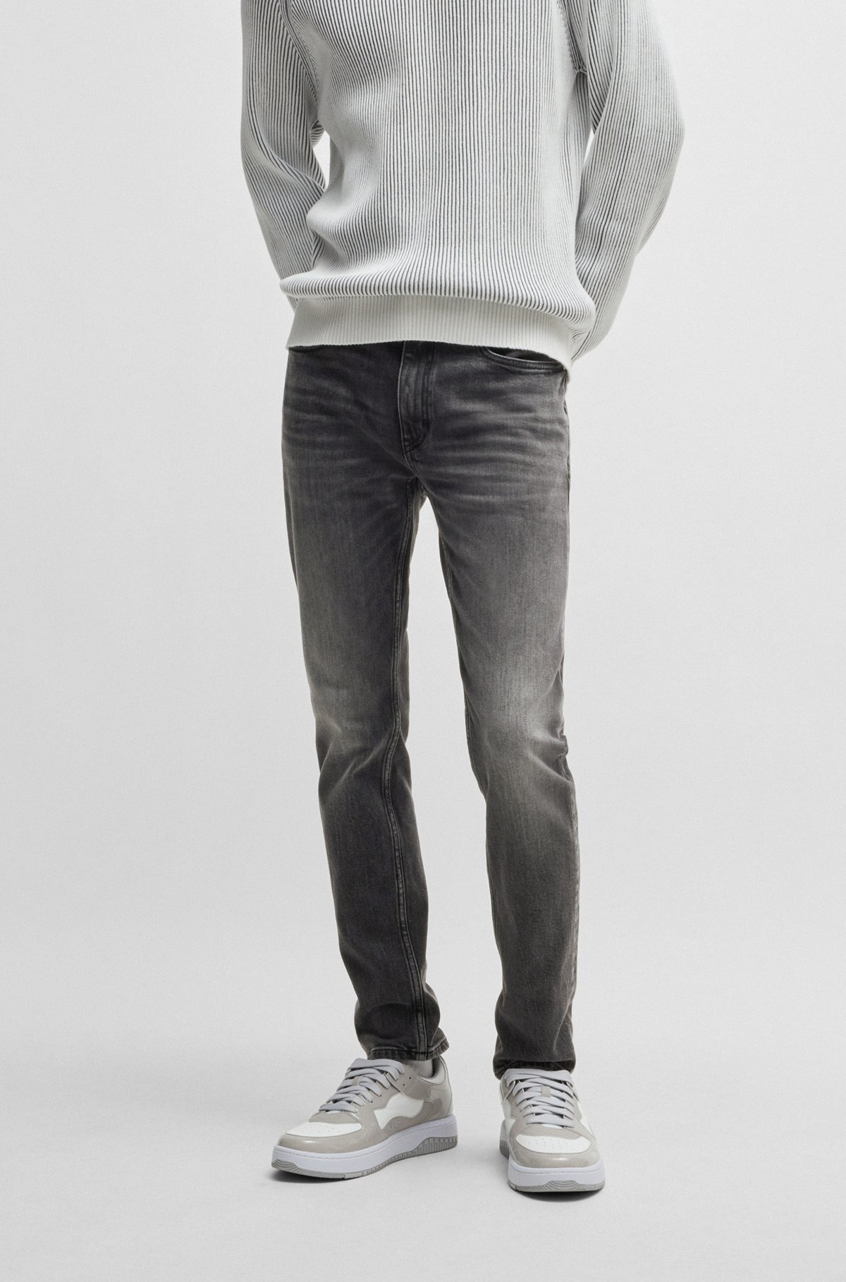 EXTRA-SLIM-FIT JEANS IN GRAY STRETCH DENIM - 2