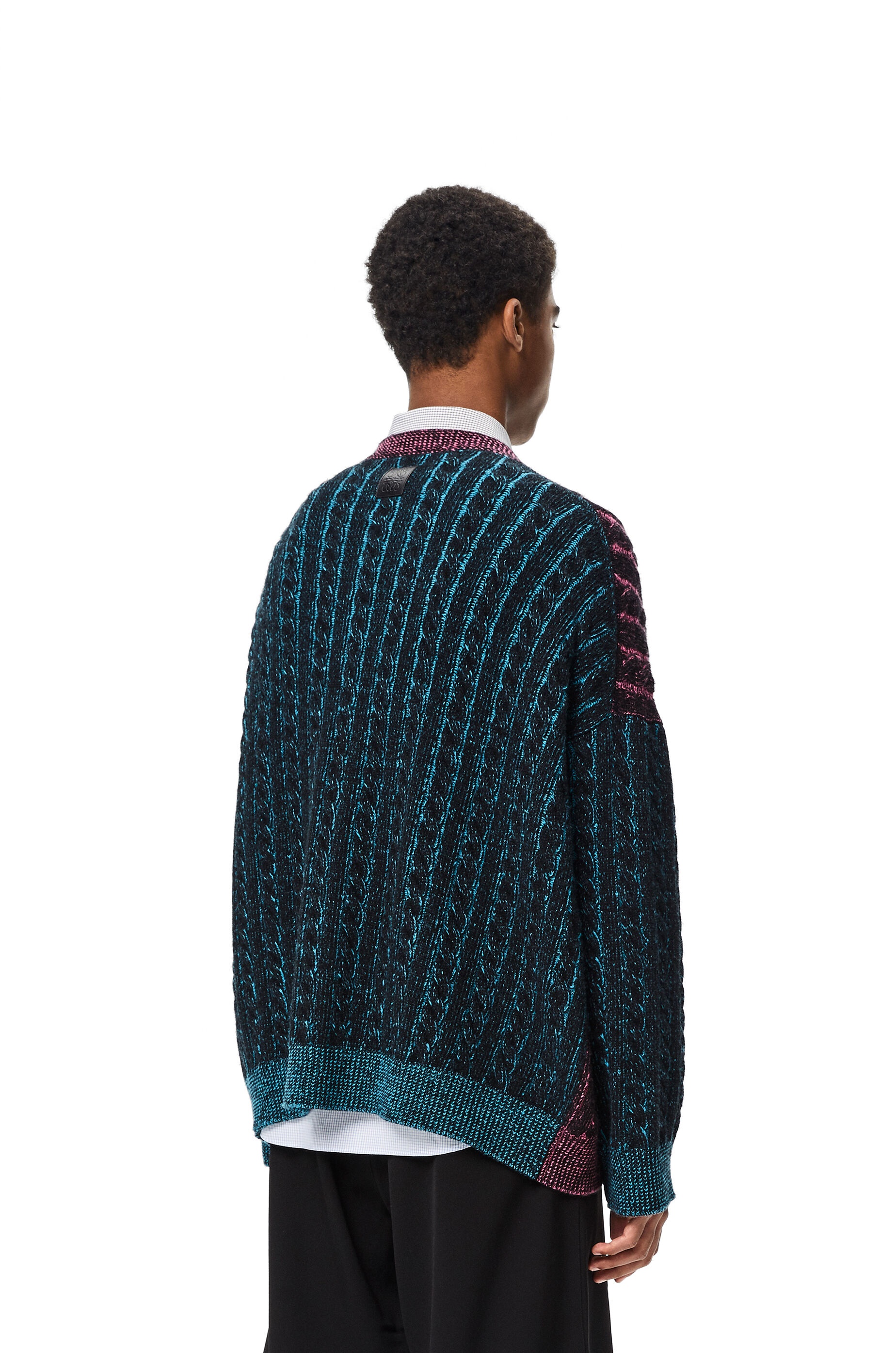 Cable knit oversize cardigan in wool - 4