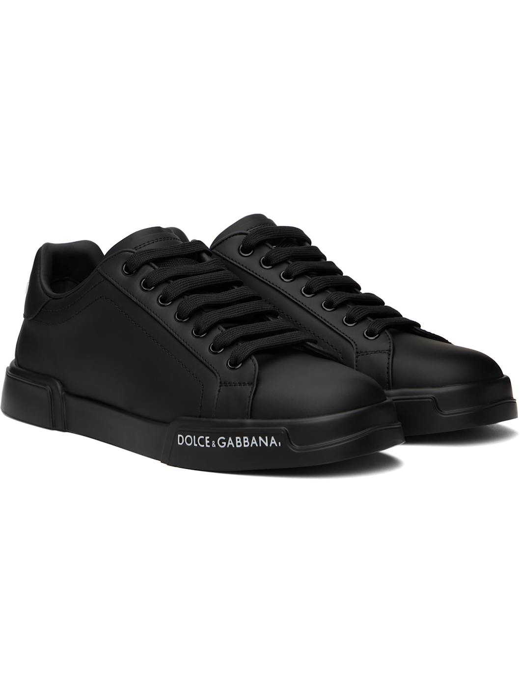 Black Calfskin Nappa Portofino Sneakers - 4