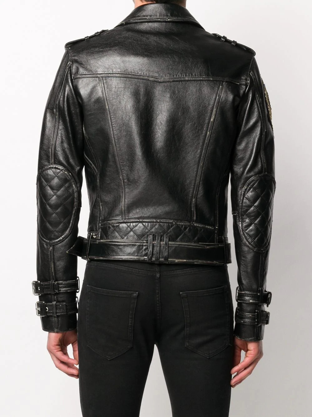 logo-patch biker jacket - 4