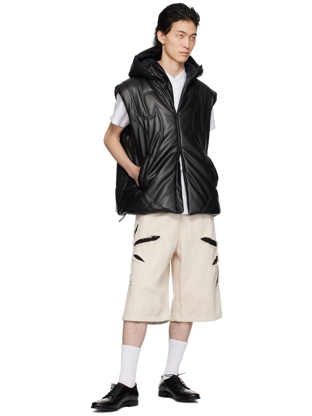 KUSIKOHC Origami cut-out denim shorts | REVERSIBLE KUSIKOHC Origami cut-out denim shorts | REVERSIBLE
