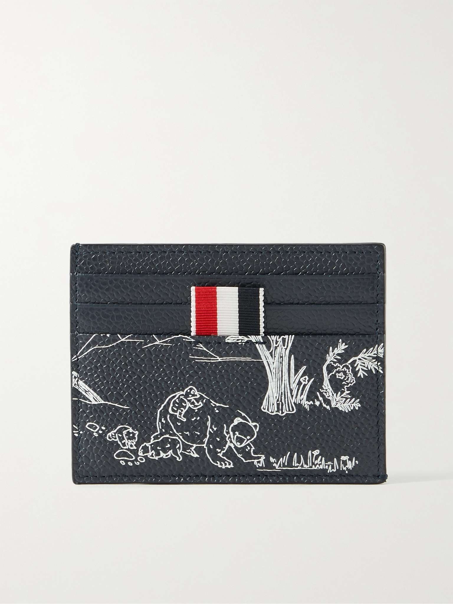 Striped Grosgrain-Trimmed Printed Pebble-Grain Leather Cardholder - 1