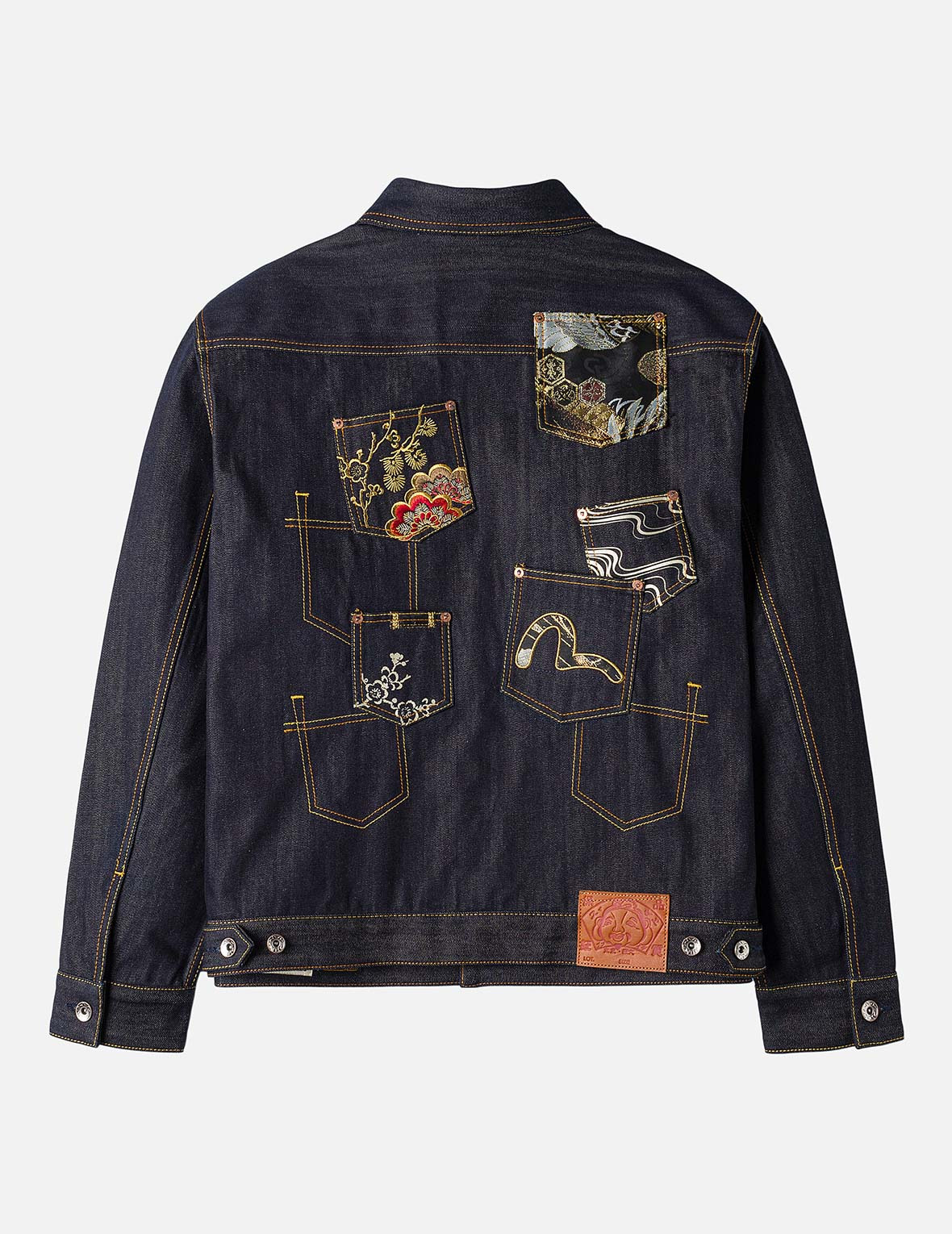 Multi-Pocket with Brocade Patch Relax Fit Denim Jacket - 2