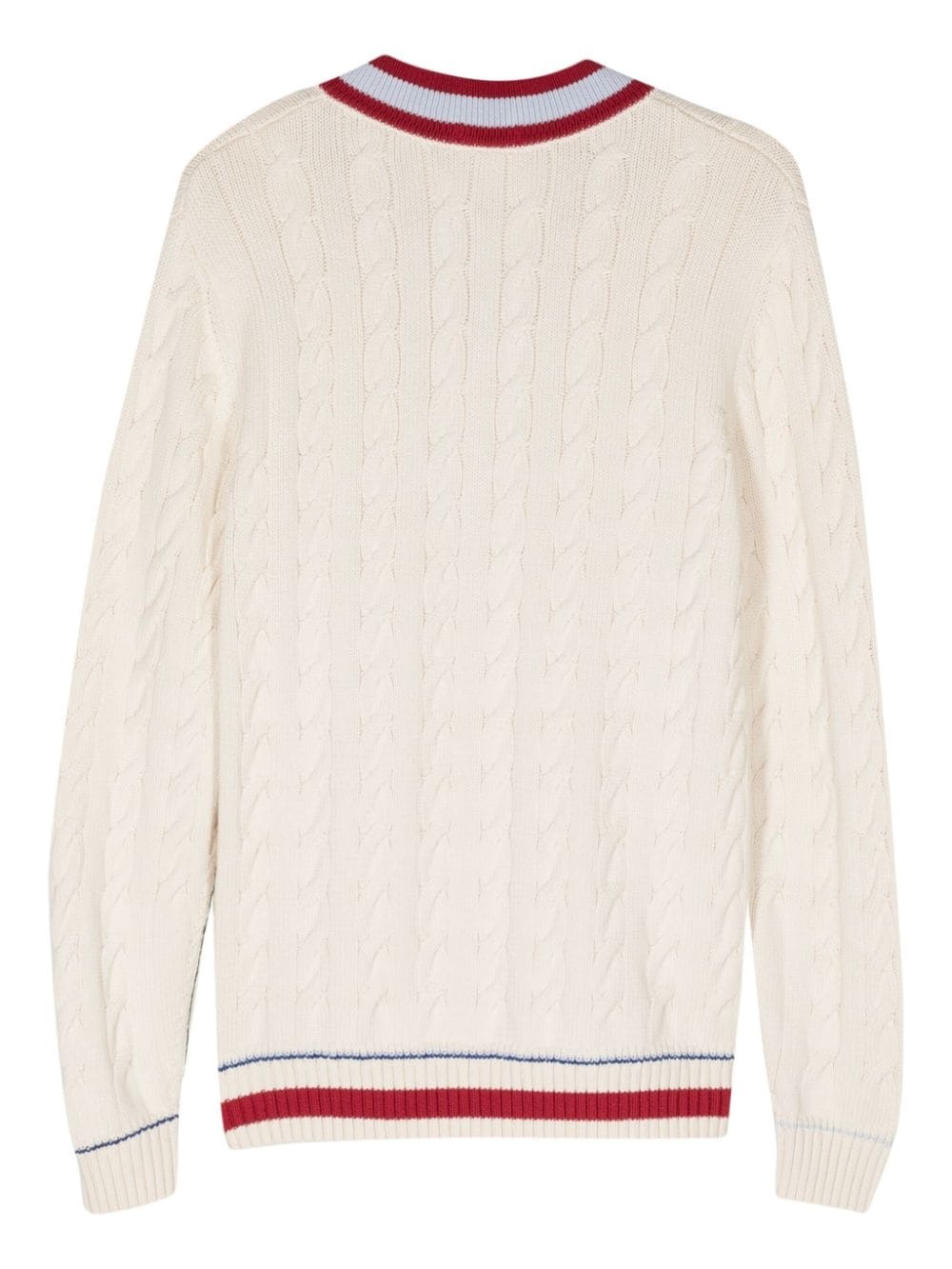 logo-patch cable-knit jumper - 2