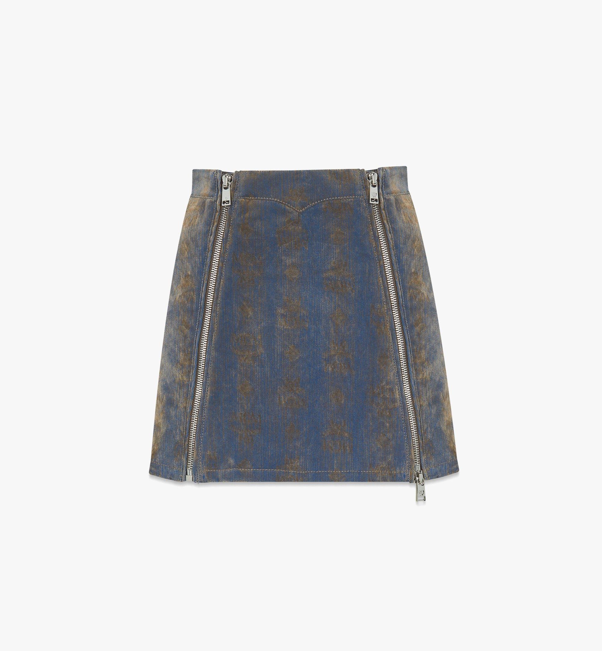 Monogram Jacquard Skirt in Velvet Denim - 1