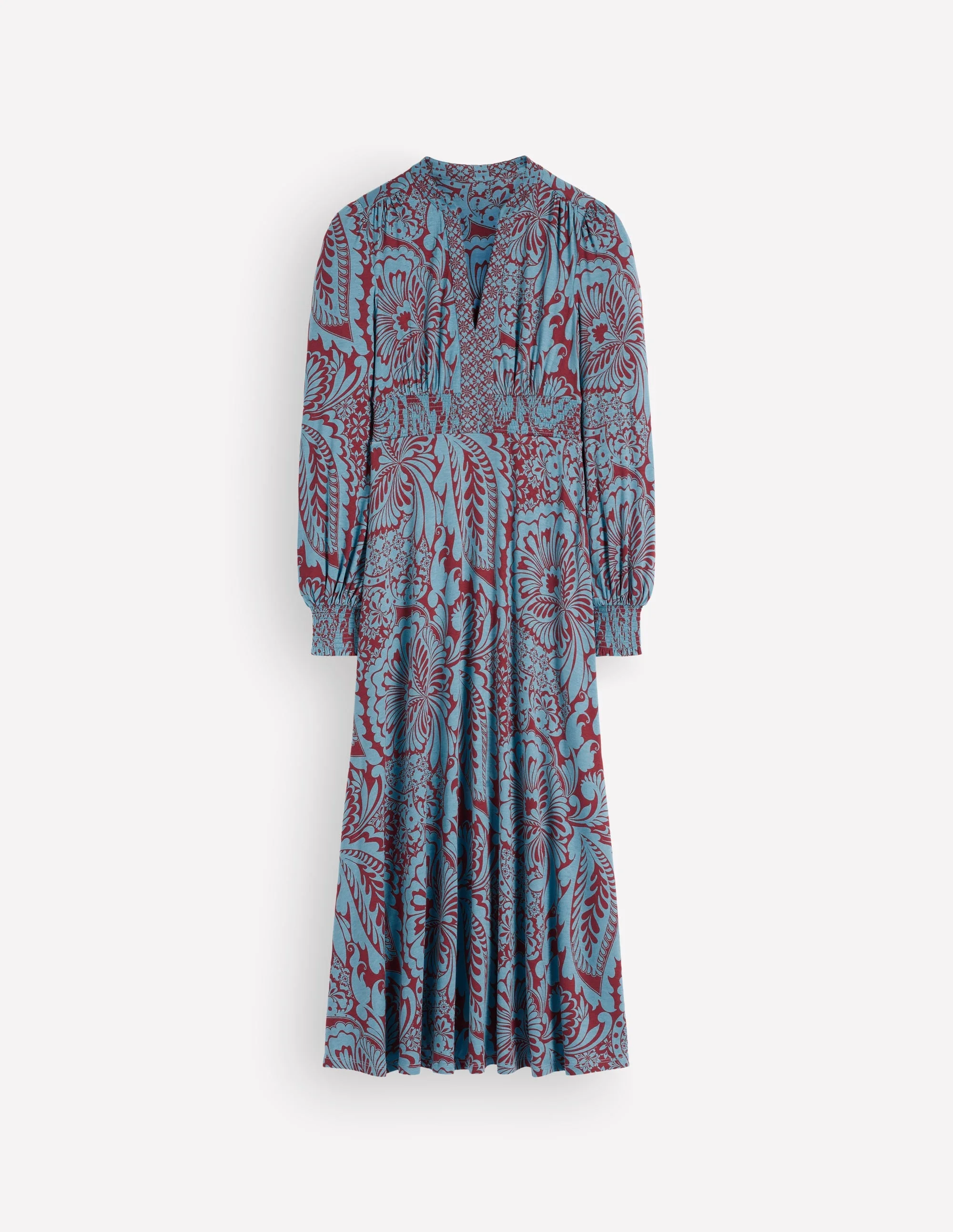 Georgia Jersey Midi Dress-Delphinum Blue, Botanical - 1