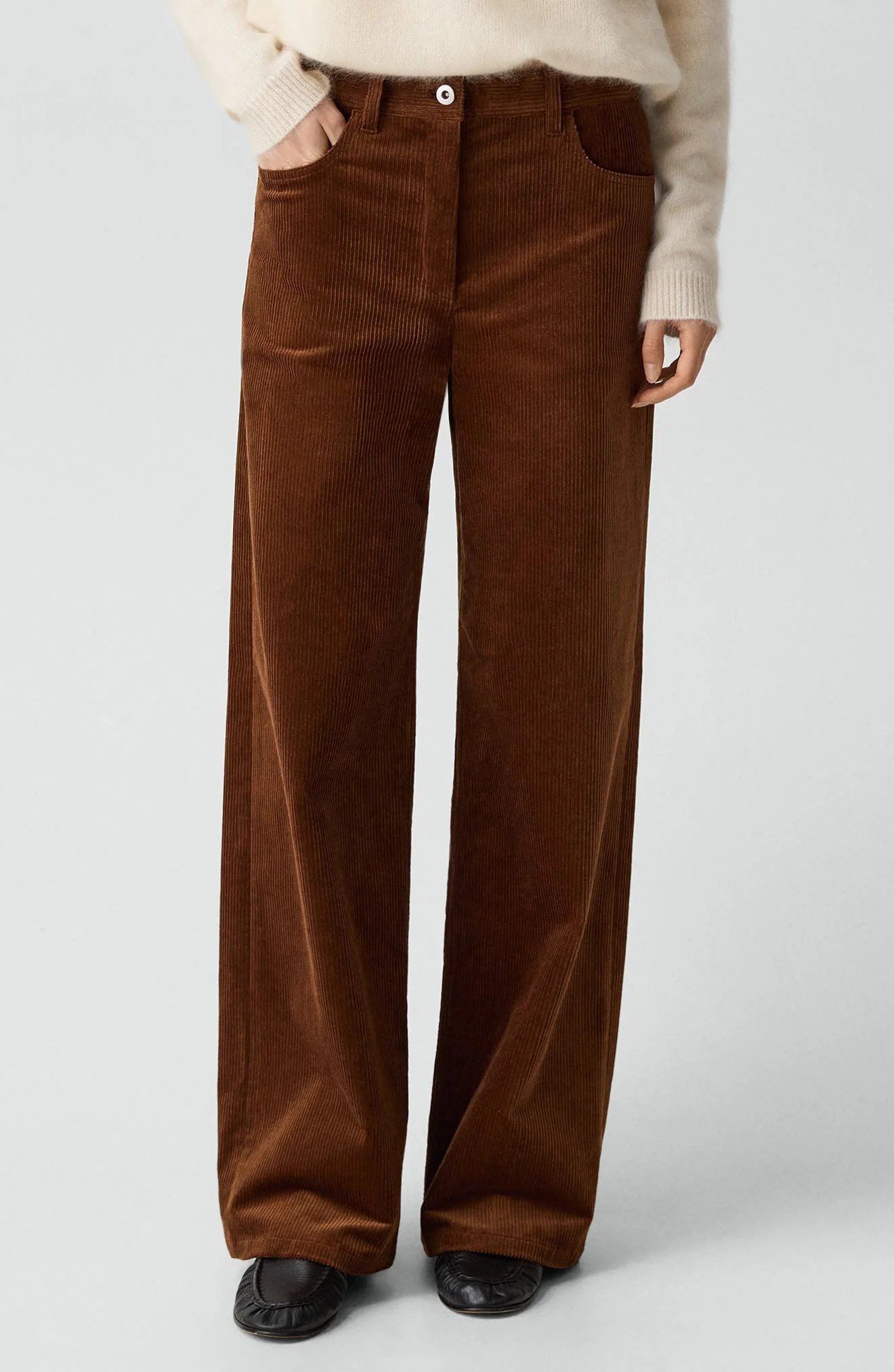 Theory Wide Leg Corduroy Pants in Caramel at Nordstrom - 1
