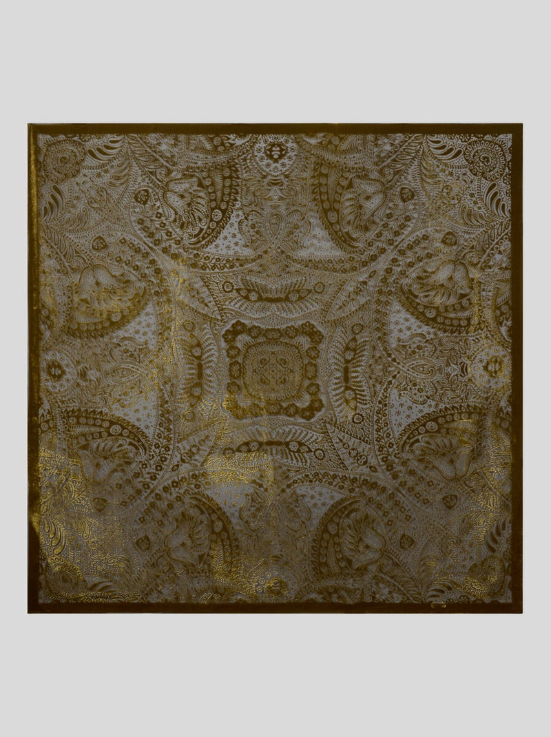 BURNOUT VELVET SHAWL WITH PAISLEY FOLIAGE MOTIF 1