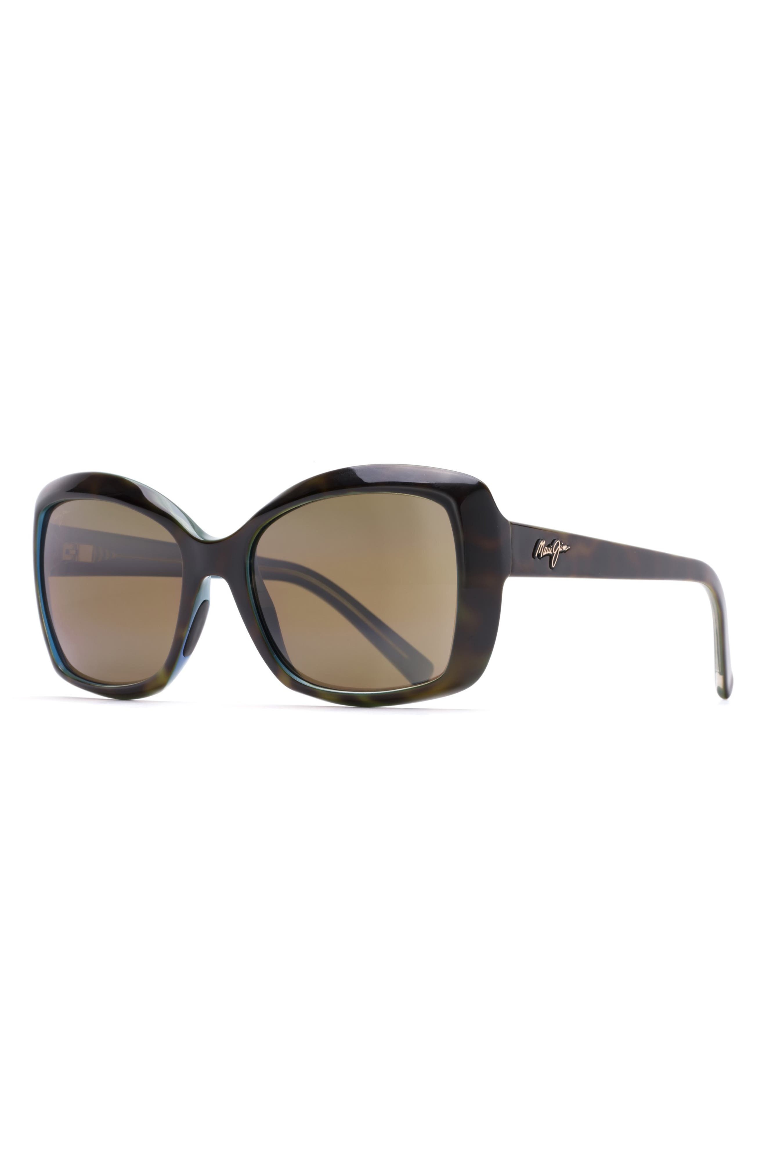 Maui Jim Orchid 56mm PolarizedPlus2® Square Sunglasses in Tortoise Peacock/Hcl Bronze at Nordstrom - 2