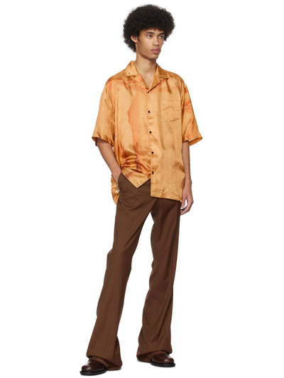 EGONLAB Orange Open Spread Collar Shirt outlook