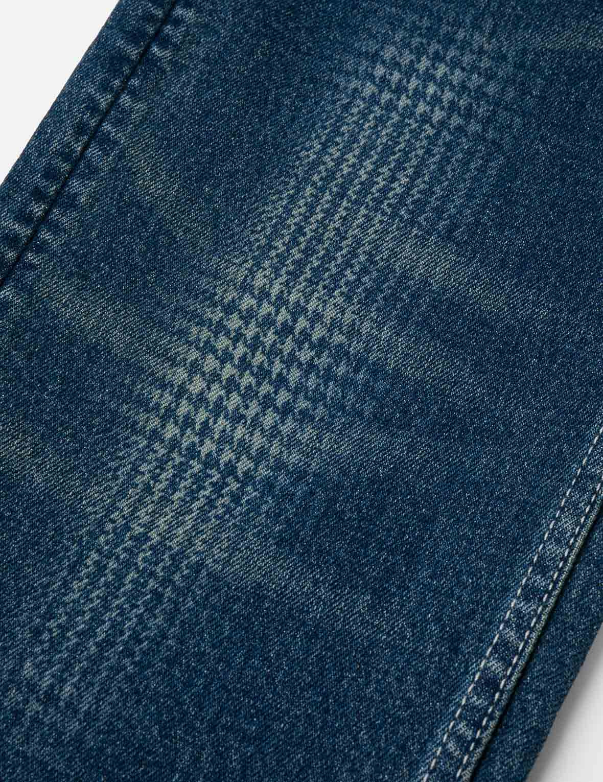Washed Handbrush Houndstooth Daicock Print Slim Fit Jeans #2010 - 7