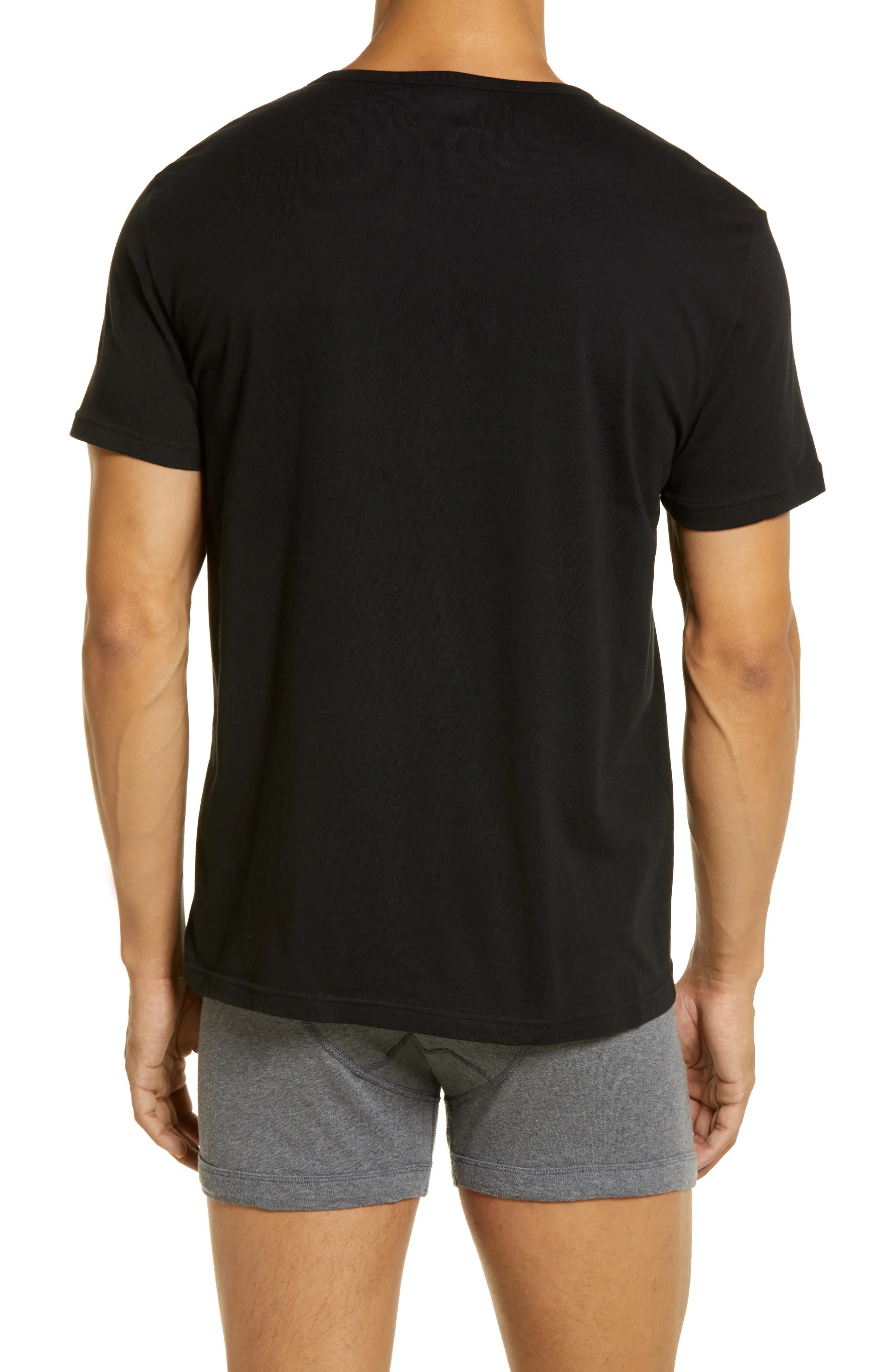 Men's 3-Pack Cotton V-Neck T-Shirts in Black/Black/Black - 2