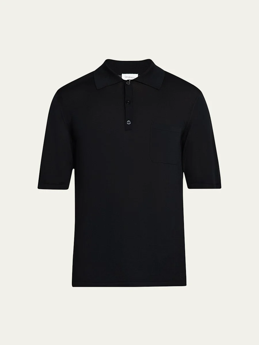 Men's Fine Gauge Wool Polo Shirt - 1