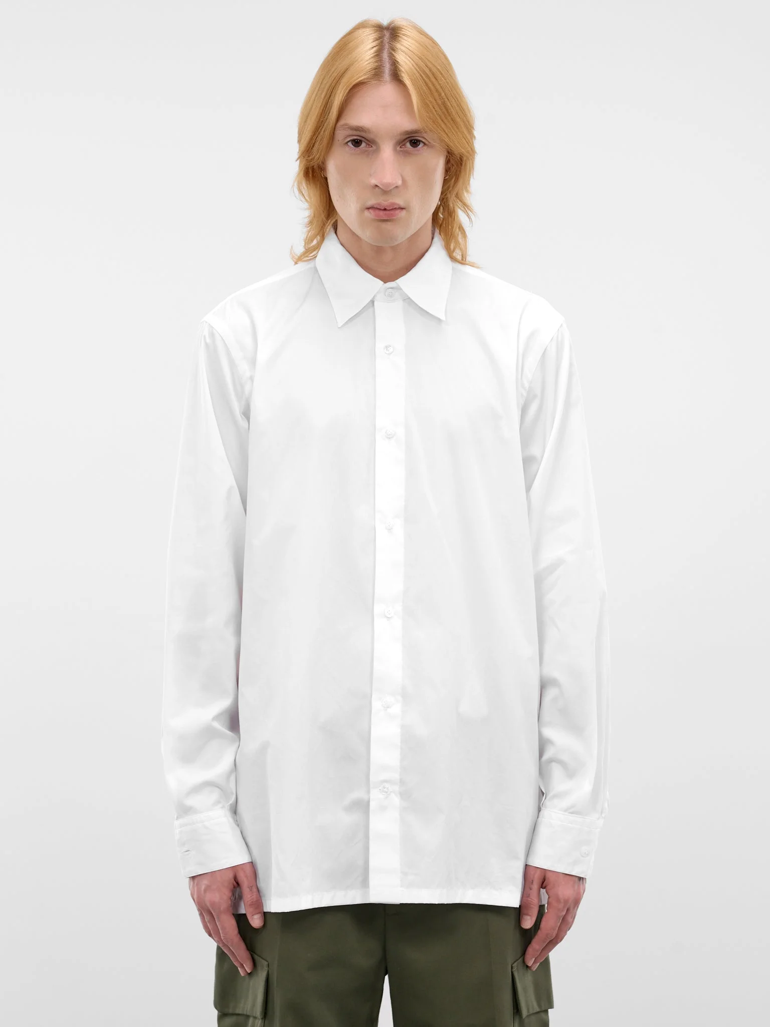 White Cotton Vent Cuffs Shirt - 1