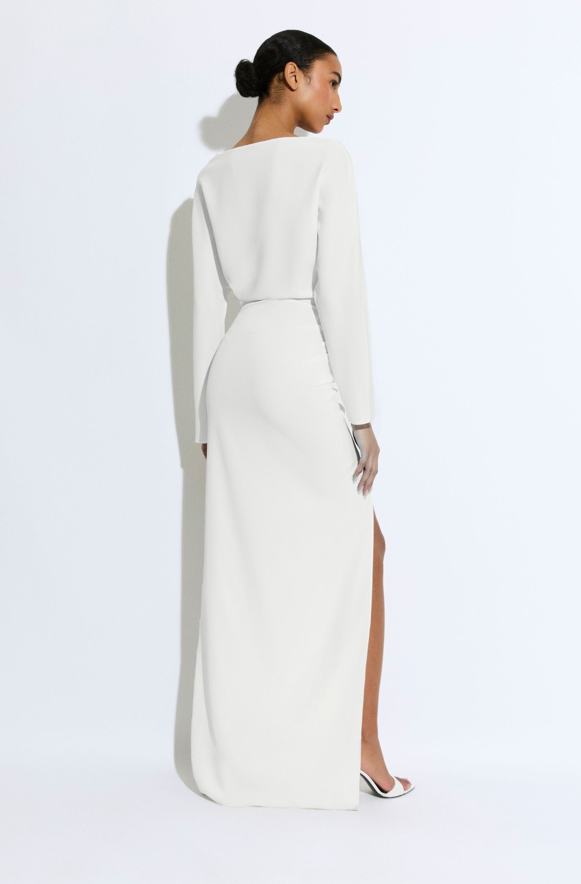 Stretch Drape Crepe Off The Shoulder Dress - 3