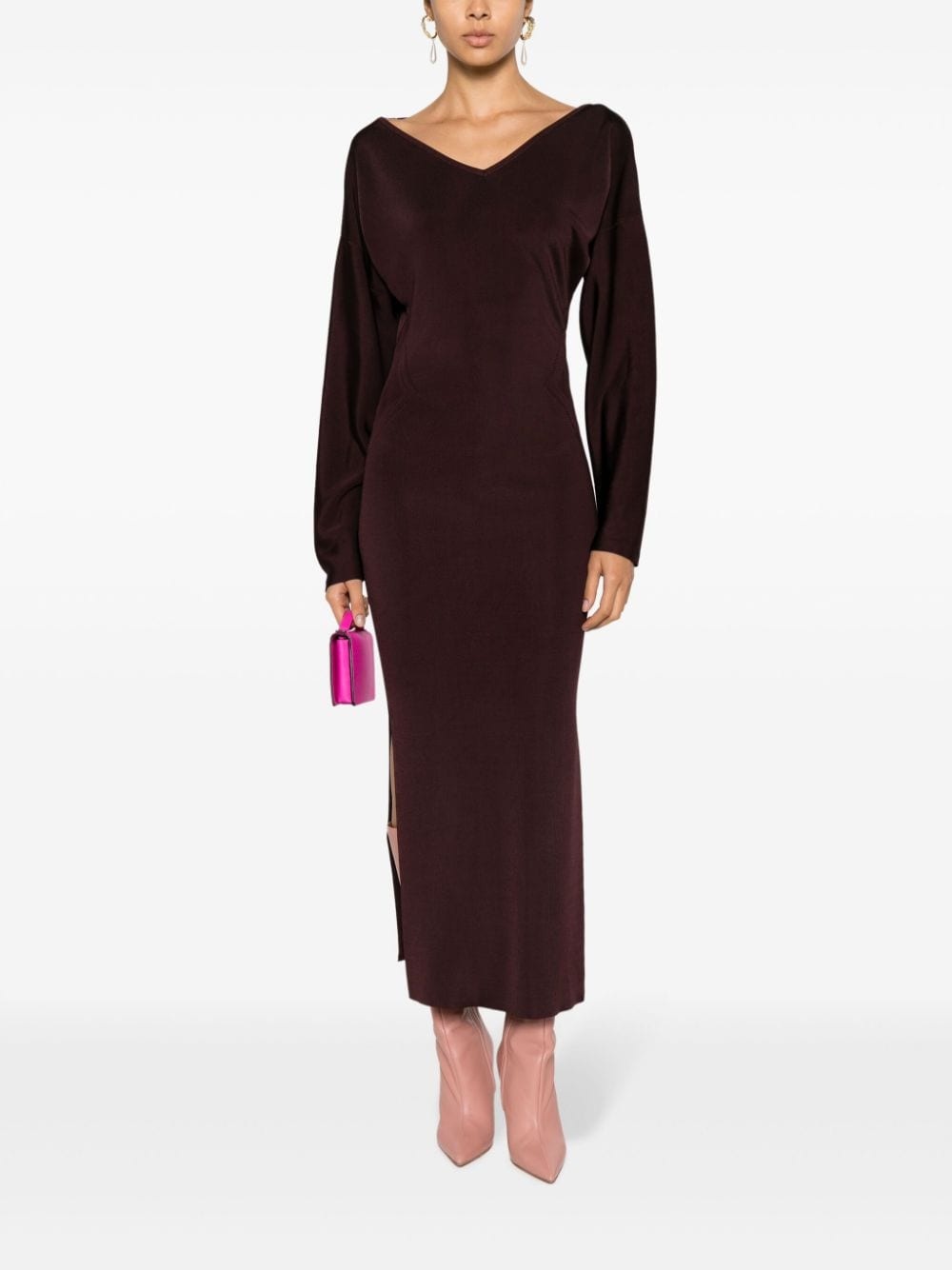 V-neck midi dress - 2
