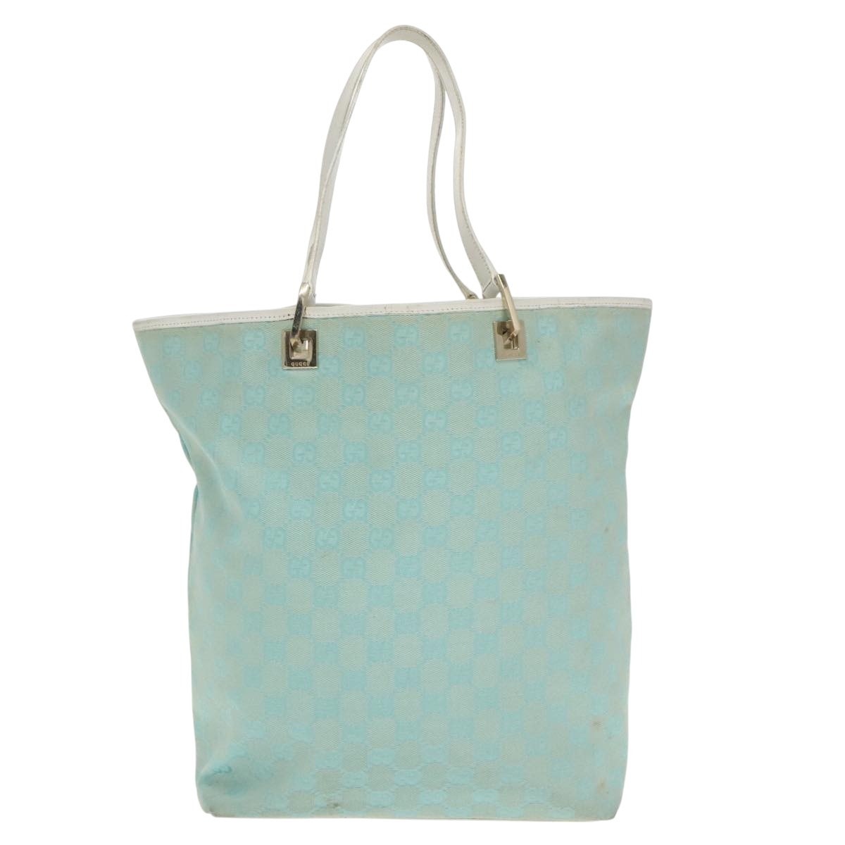 GUCCI GG Canvas Tote Bag Light Blue White Gold 002 002 - 2