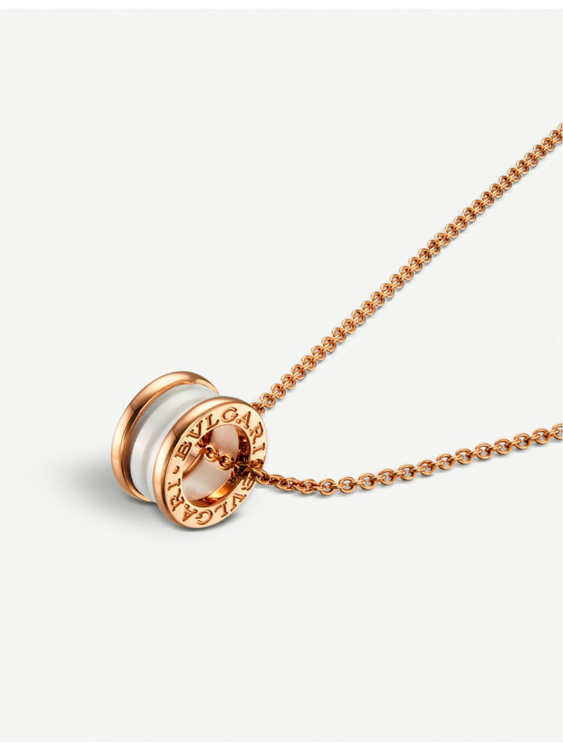 BVLGARI B.zero1 18ct rose-gold and white-ceramic pendant necklace outlook