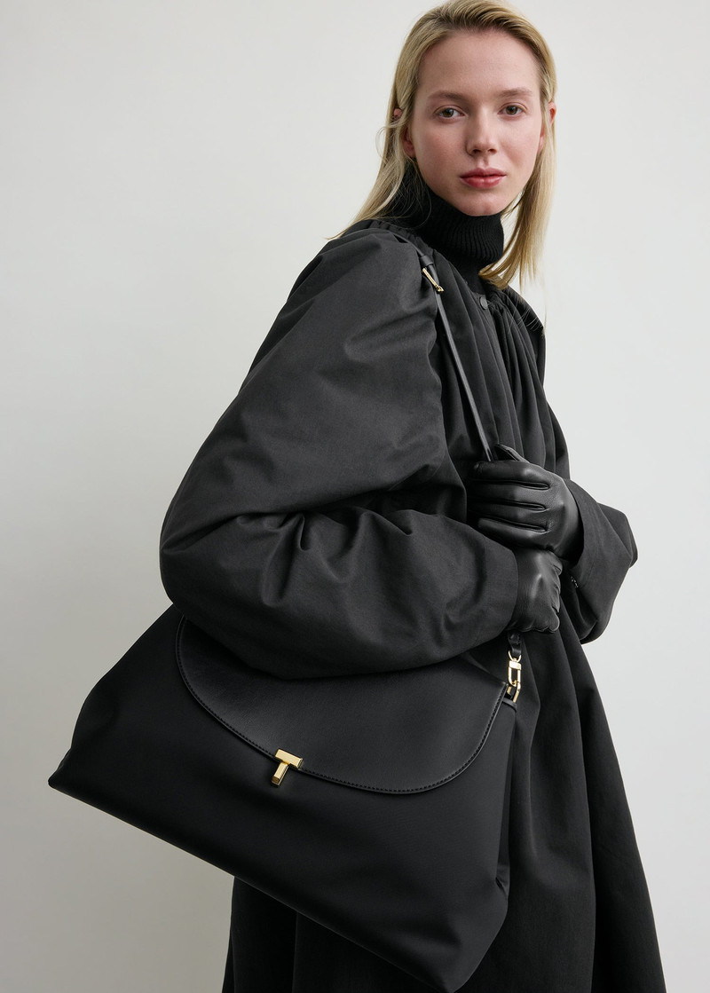 TOTEME T-lock nylon satchel black outlook