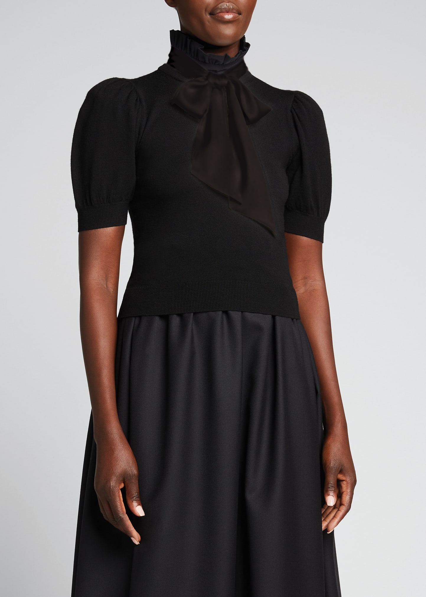 Chase Puff-Sleeve Ruffle-Neck Sweater - 3