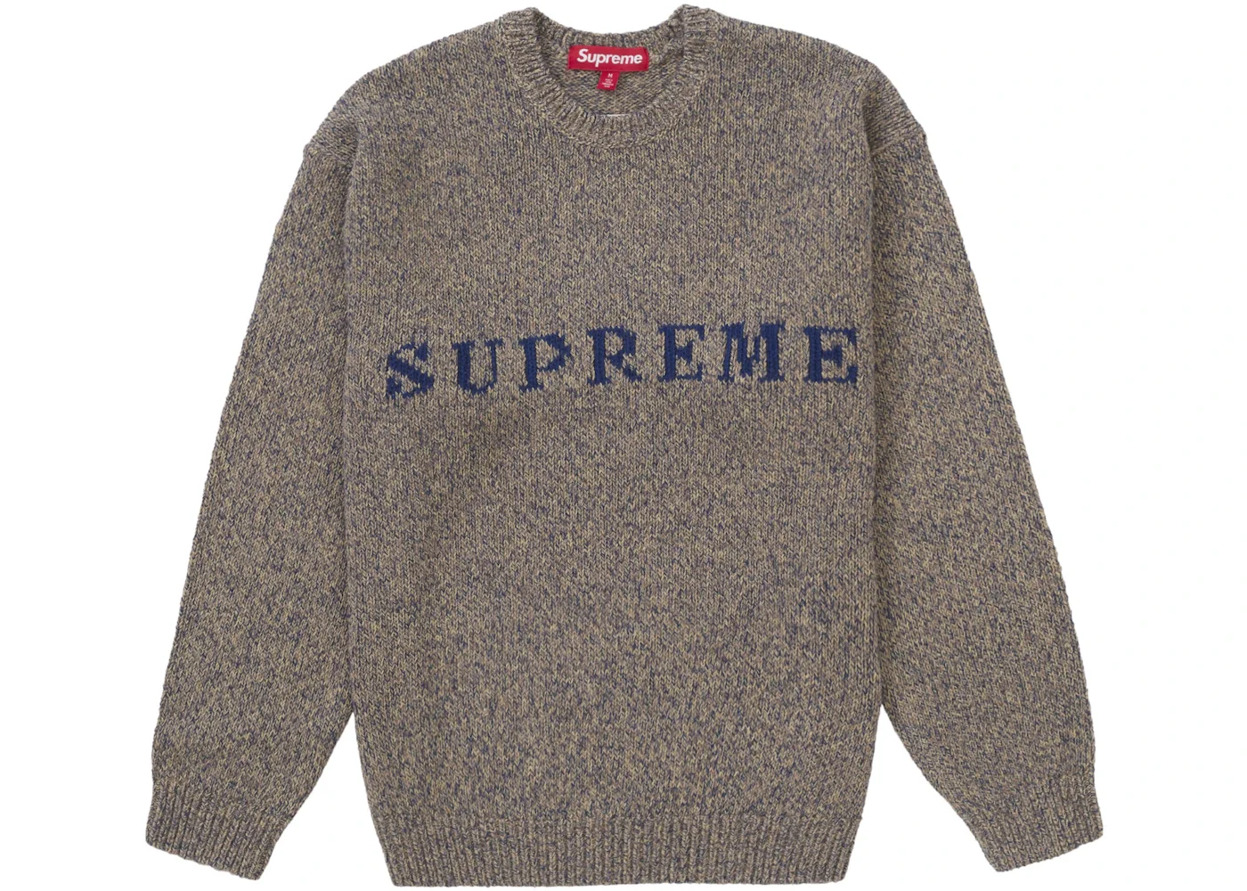 Supreme Contrast Logo Sweater Taupe Melange - 1