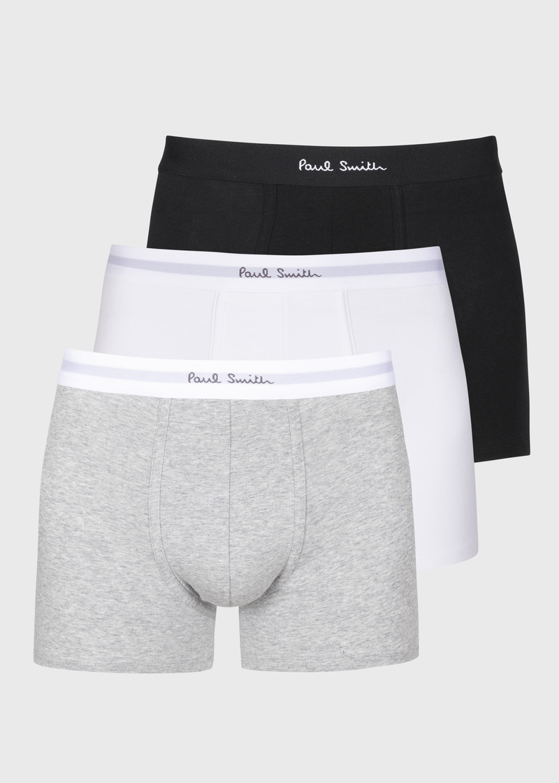 White, Grey And Black Long Boxer Briefs Three Pack - 1