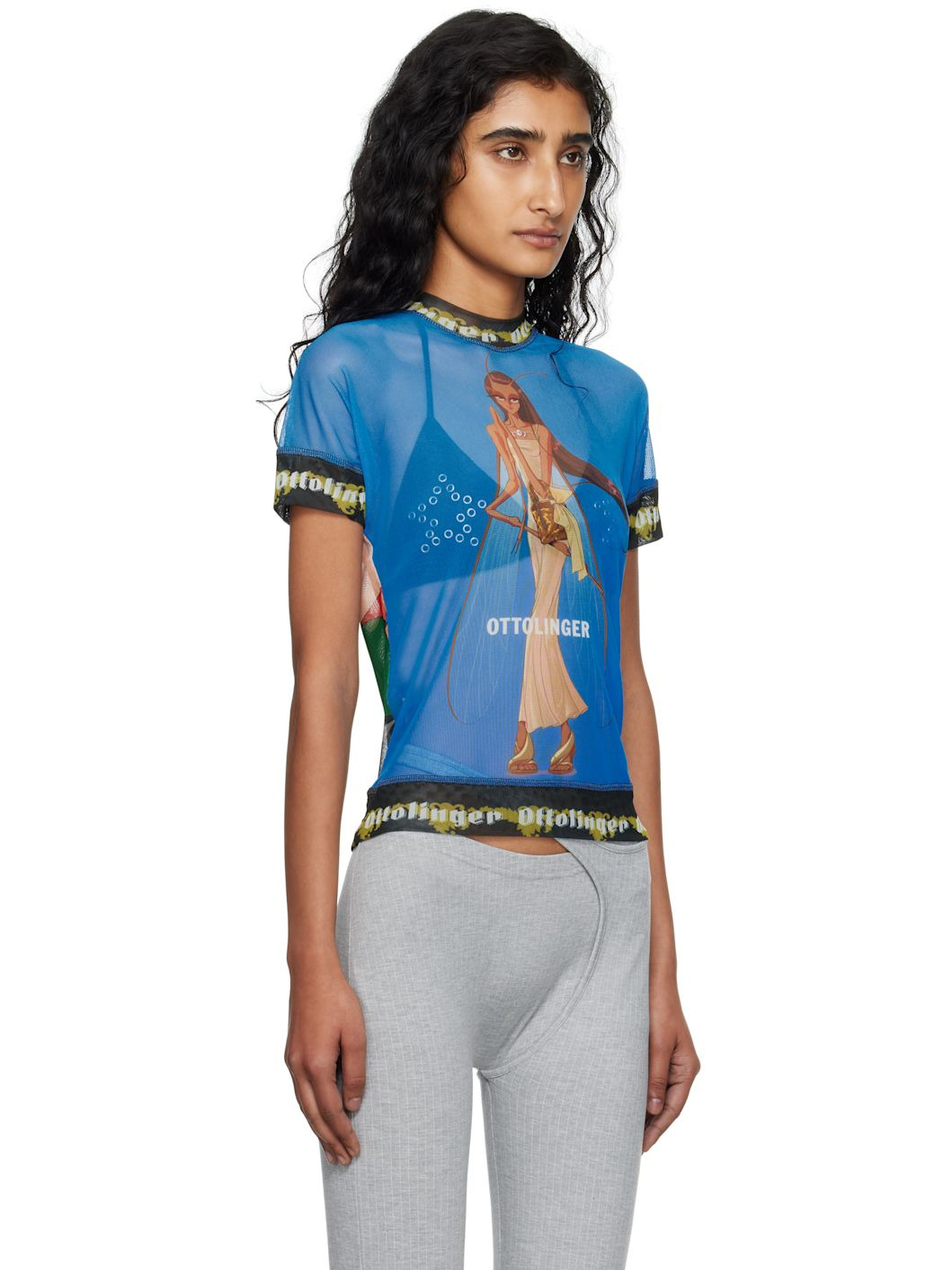 Blue & Green Oversized Mesh T-shirt - 2