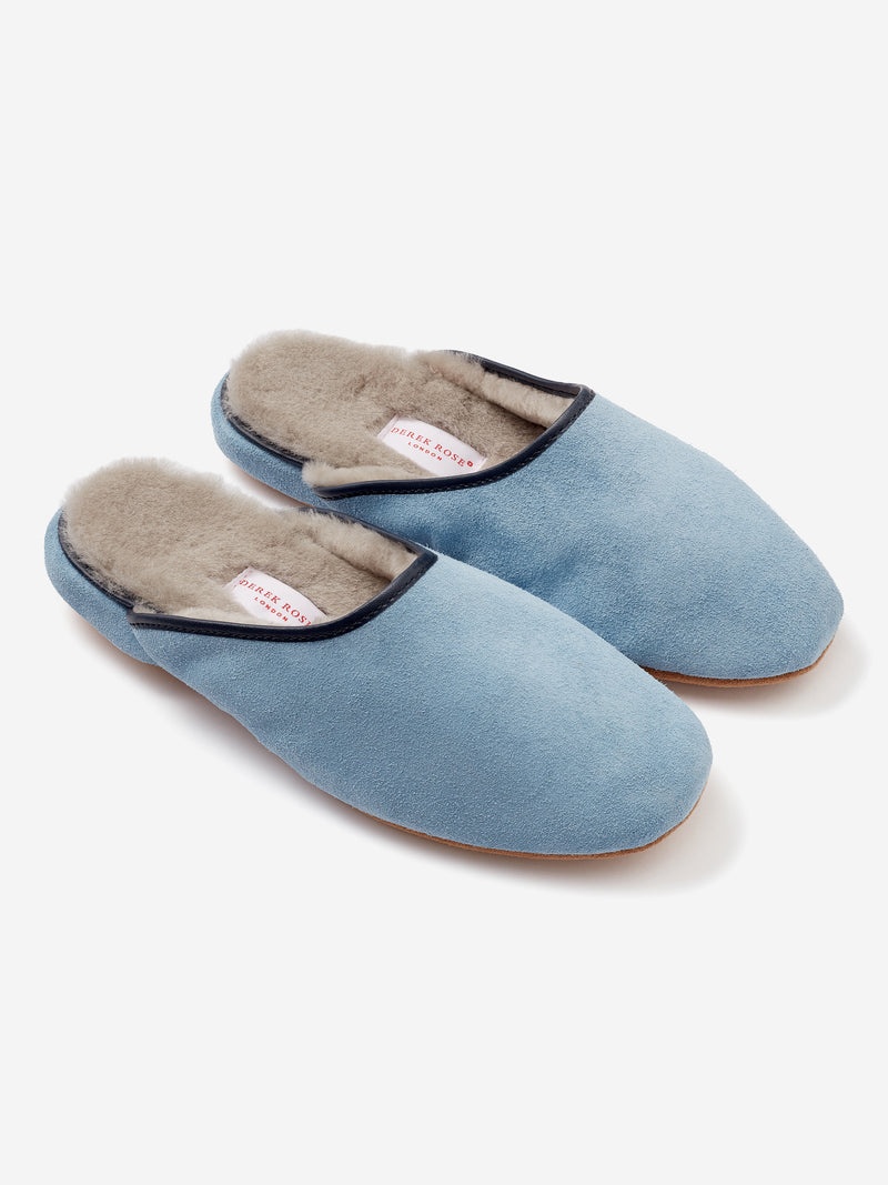 Women's Mule Slippers Imogen Suede Sheepskin Blue - 1