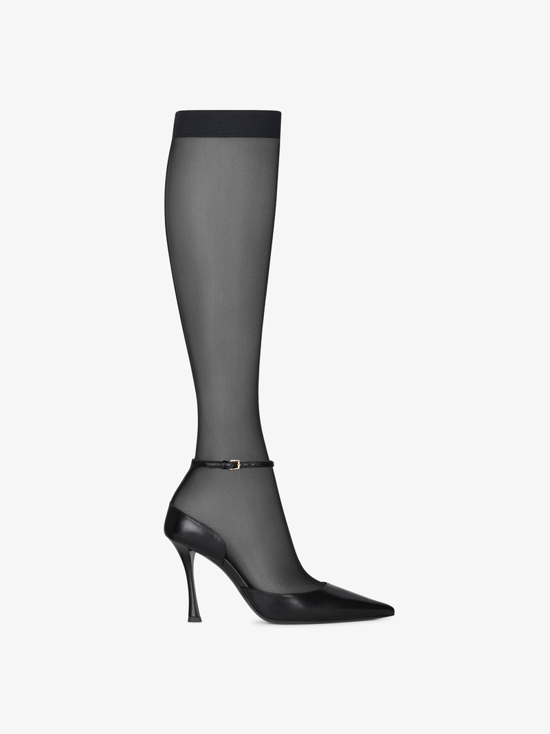 SHOW PUMPS IN LEATHER WITH STOCKINGS - 1