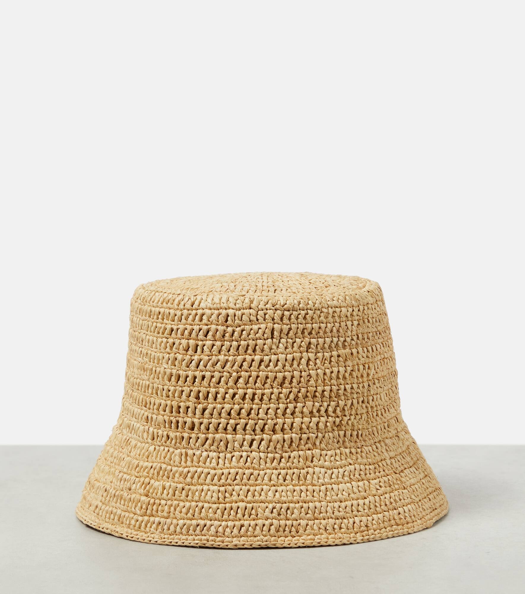 Paula's Ibiza logo raffia bucket hat - 4
