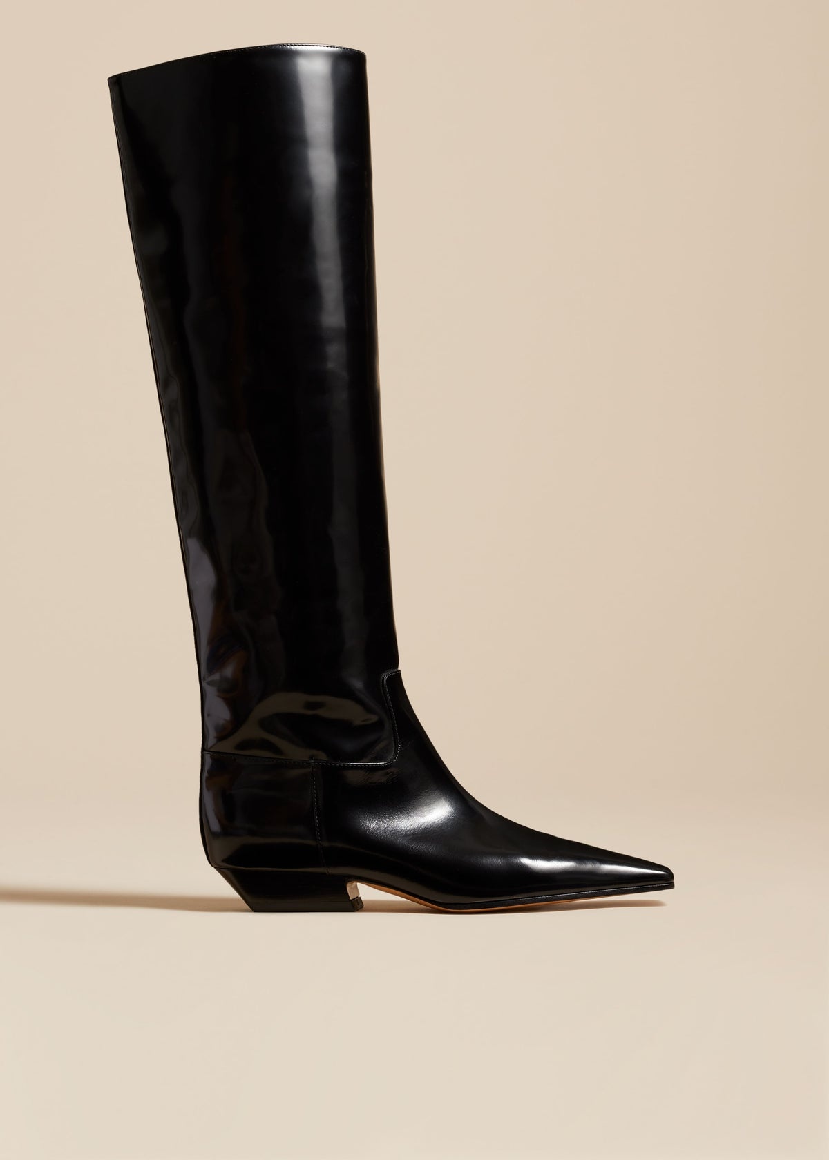 The Marfa Knee-High Boot in Black Brushed Leather - 1