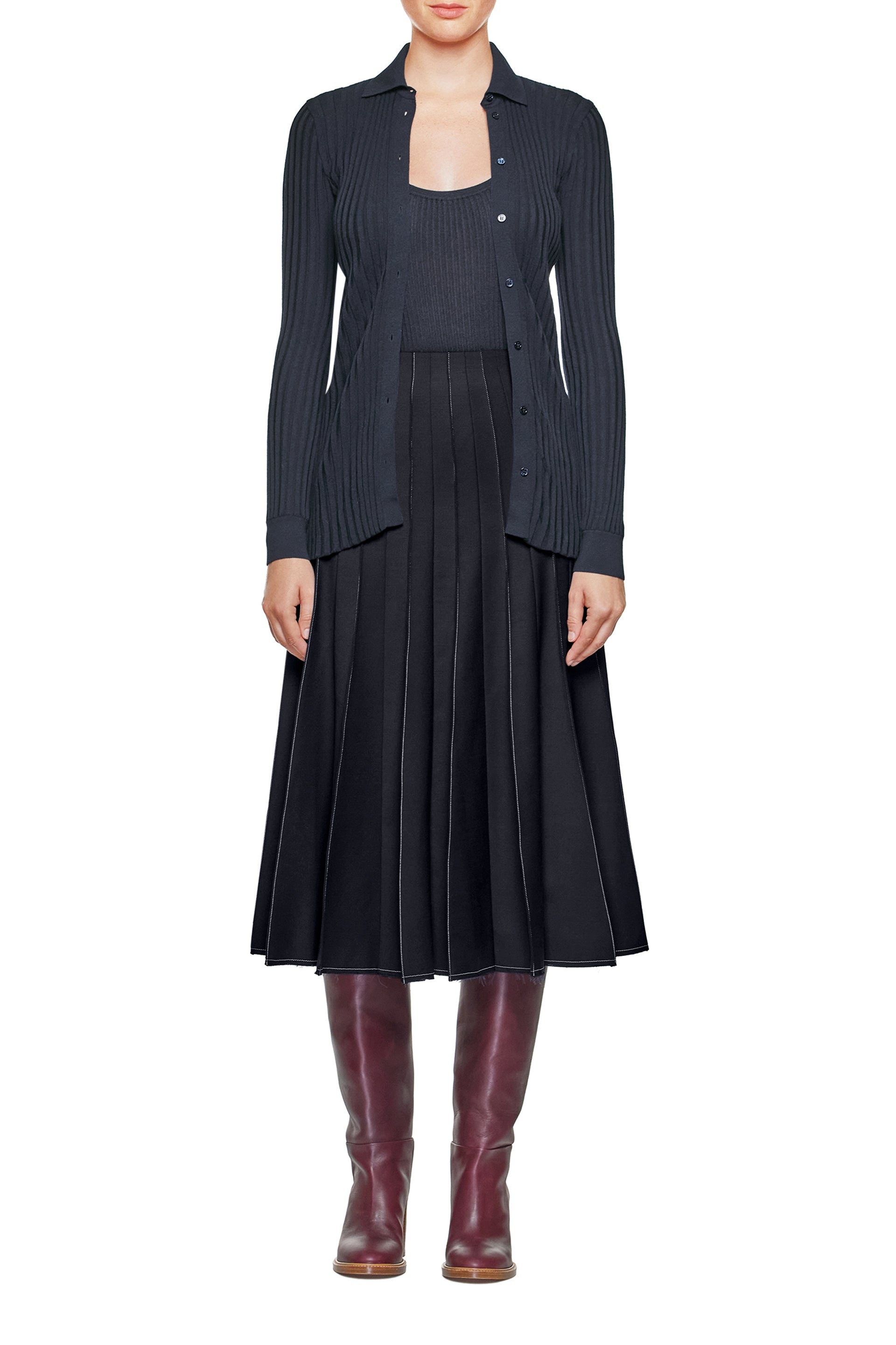 Cavalieri Knit Shirt in Navy Merino Wool - 4