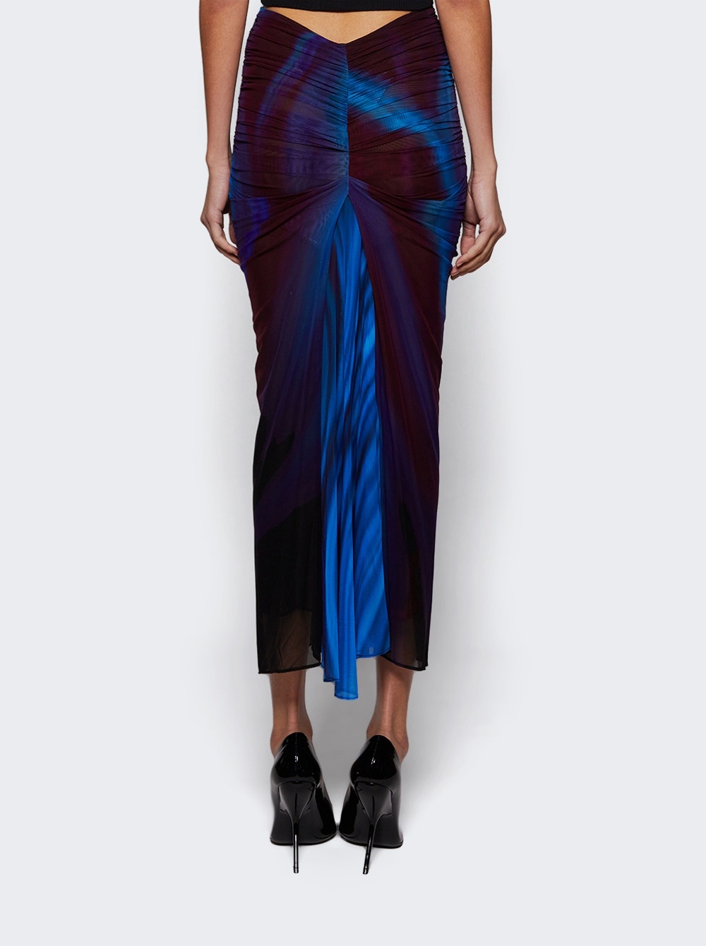 Floral Print Mesh Skirt Blue And Red - 5