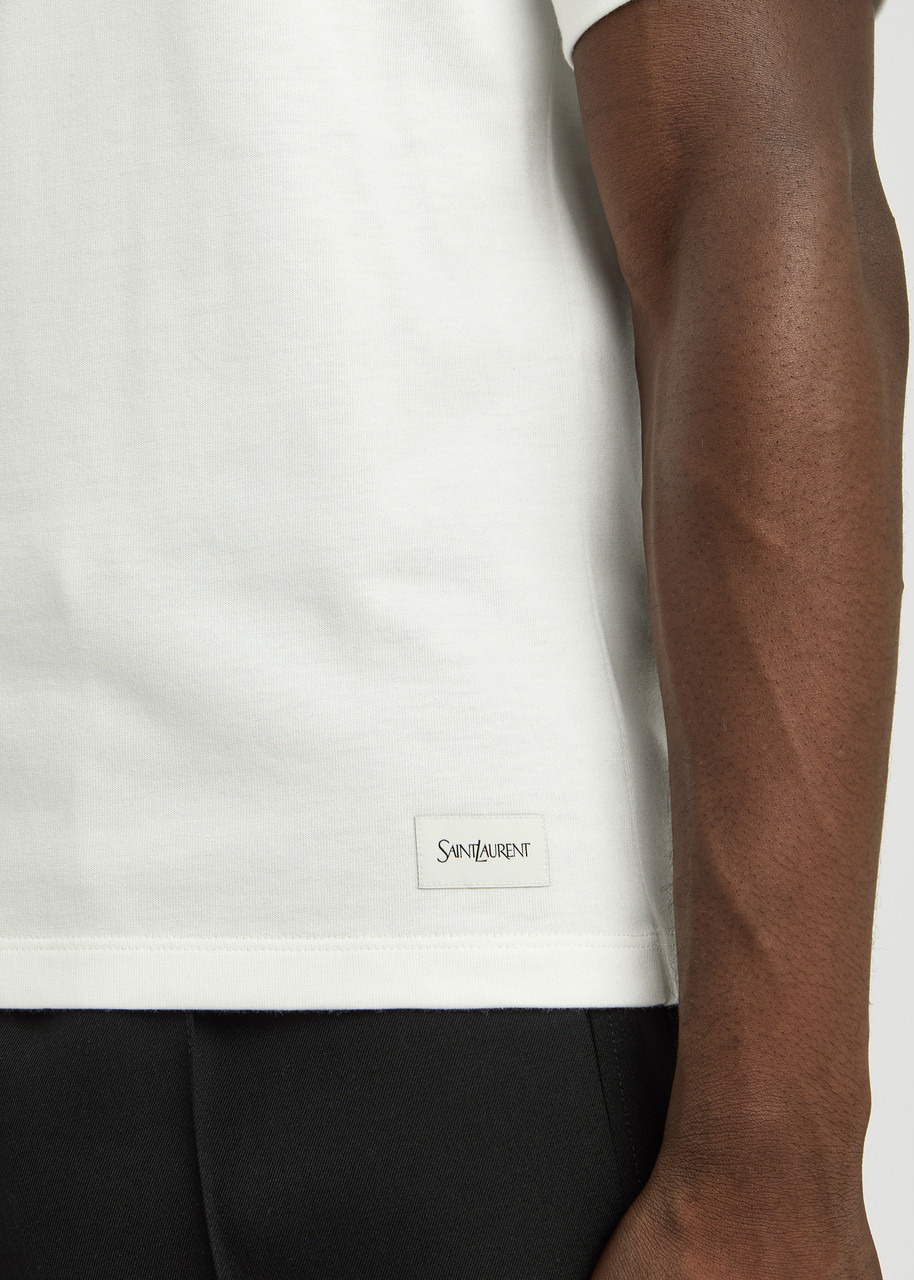 Saint Laurent Logo-appliqué Cotton-blend T-shirt - 5