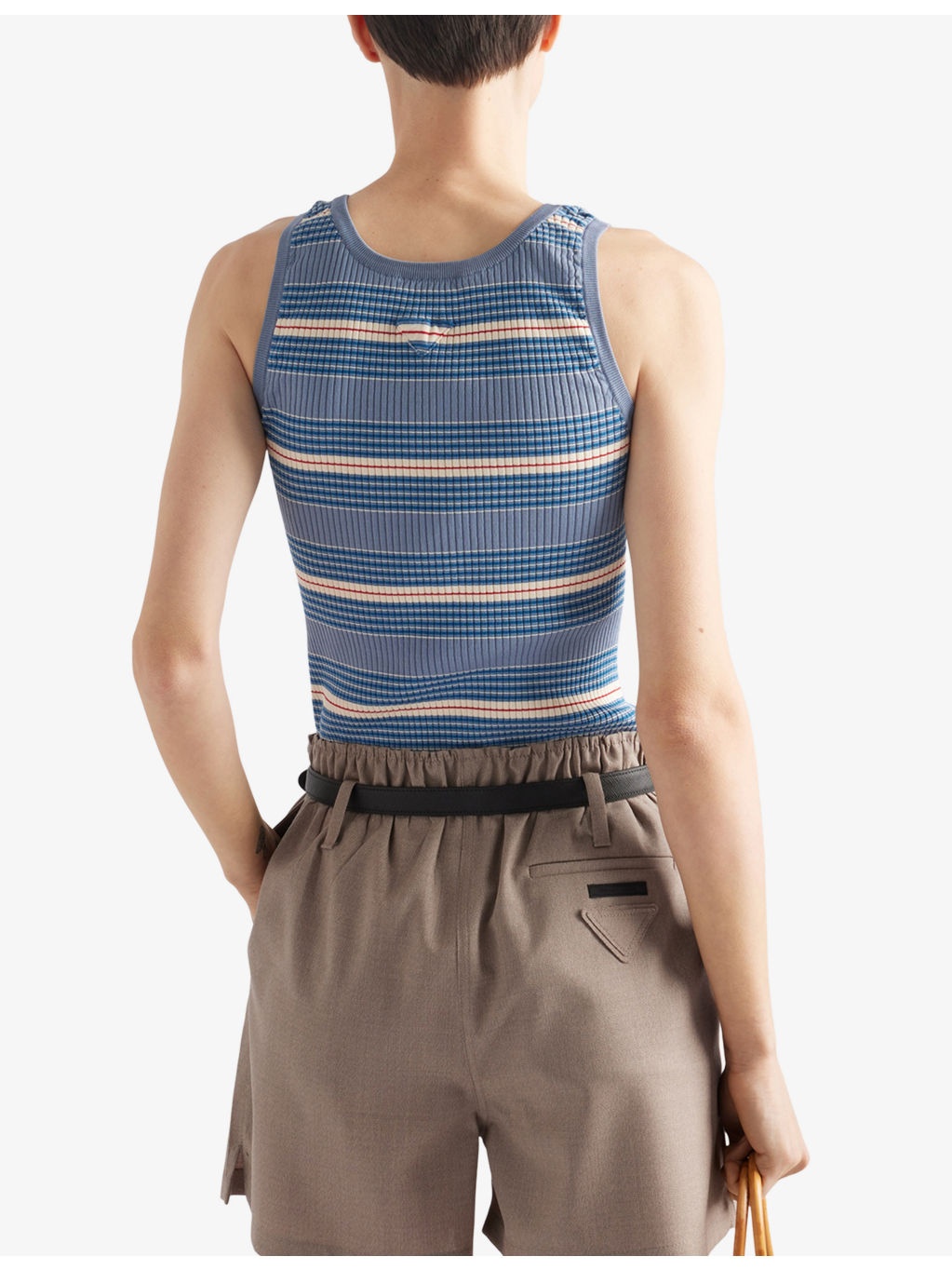 Striped Sleeveless Stretch-Cotton Knit Top - 3