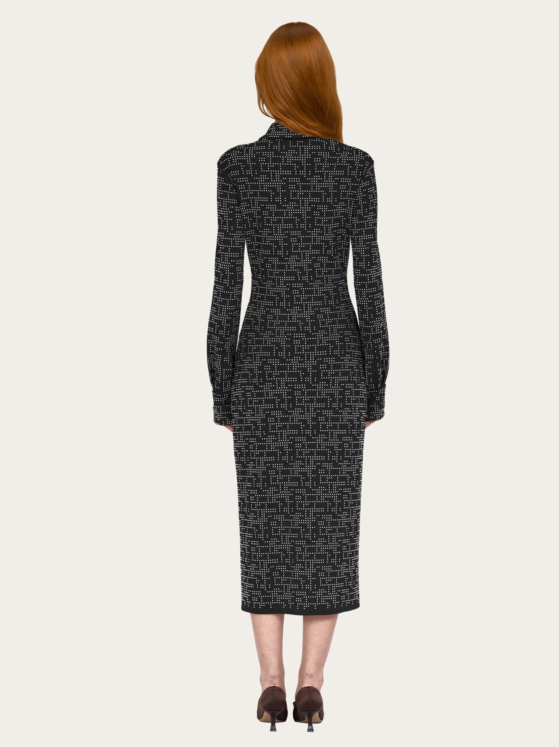 Jersey shirt dress with micro studs - 3