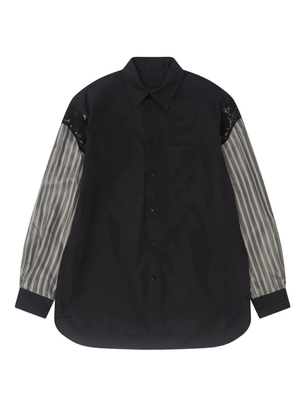 lace-paneled striped shirt - 1
