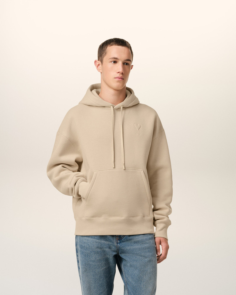 AMI Paris BEIGE COTTON AMI DE COEUR HOODIE outlook