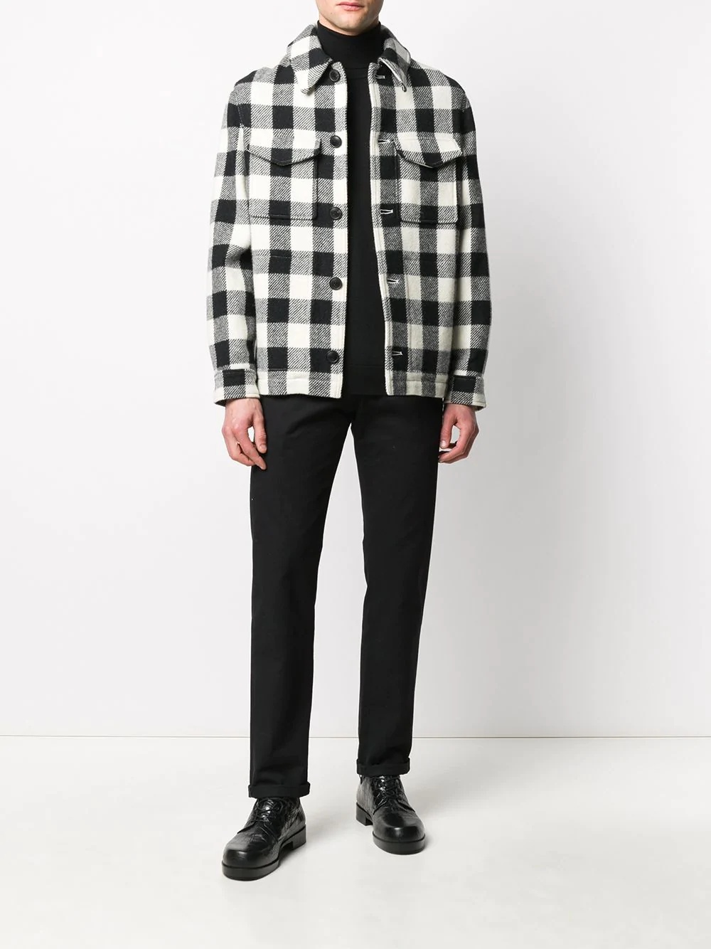 checked buttoned jacket - 2