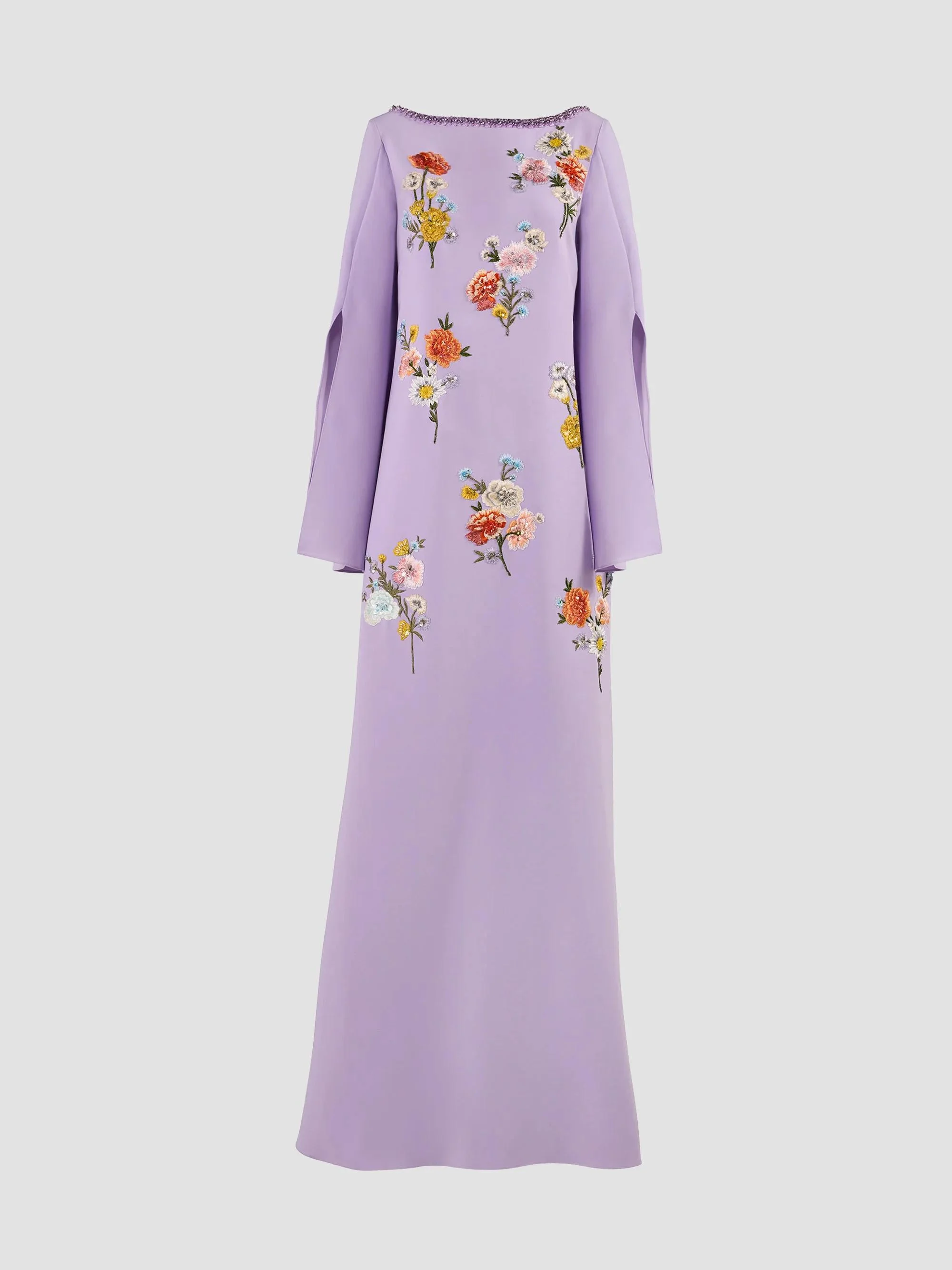 Women's Floral Embroidered A-Line Caftan Gown - Wisteria Multi - 1