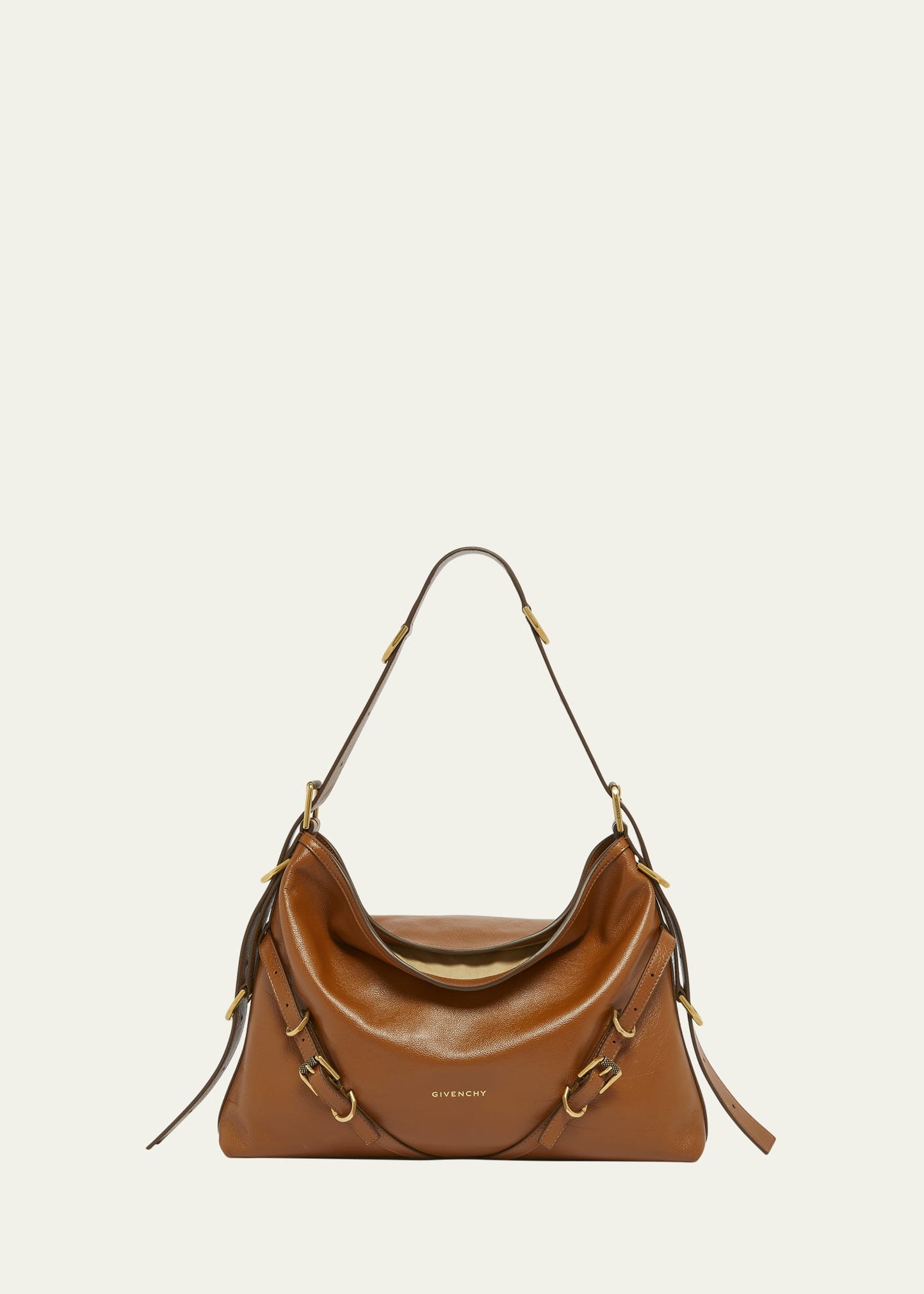 Voyou Medium Shoulder Bag in Shiny Tumbled Leather - 1