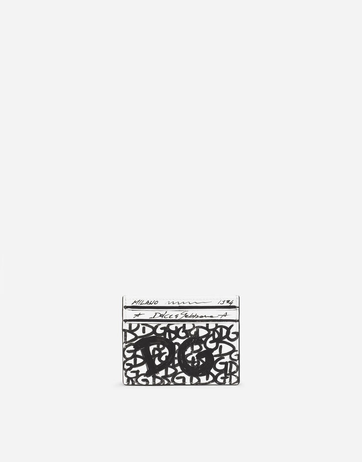 Graffiti-print calfskin card holder - 3