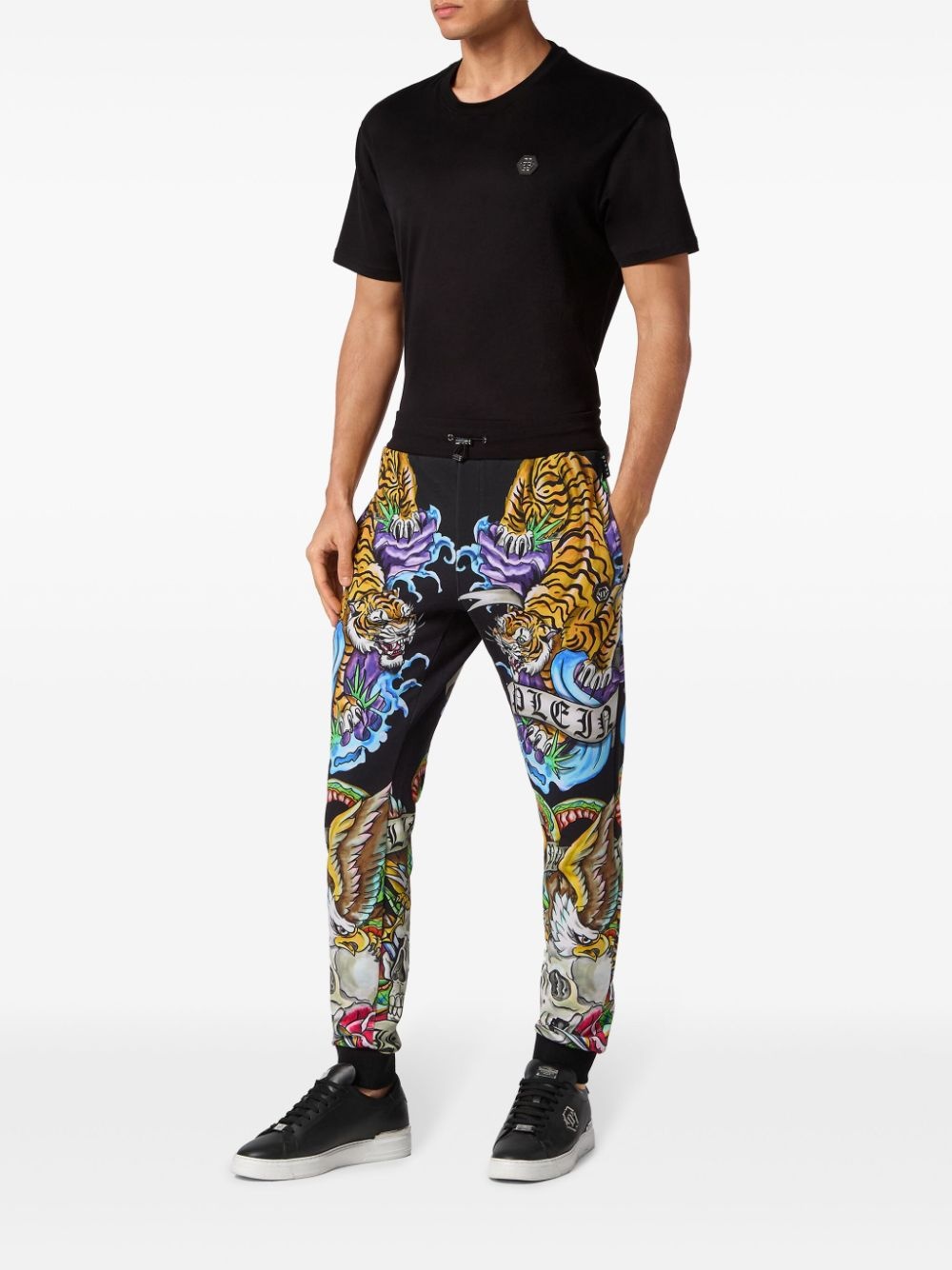 tattoo-print drawstring track pants - 2