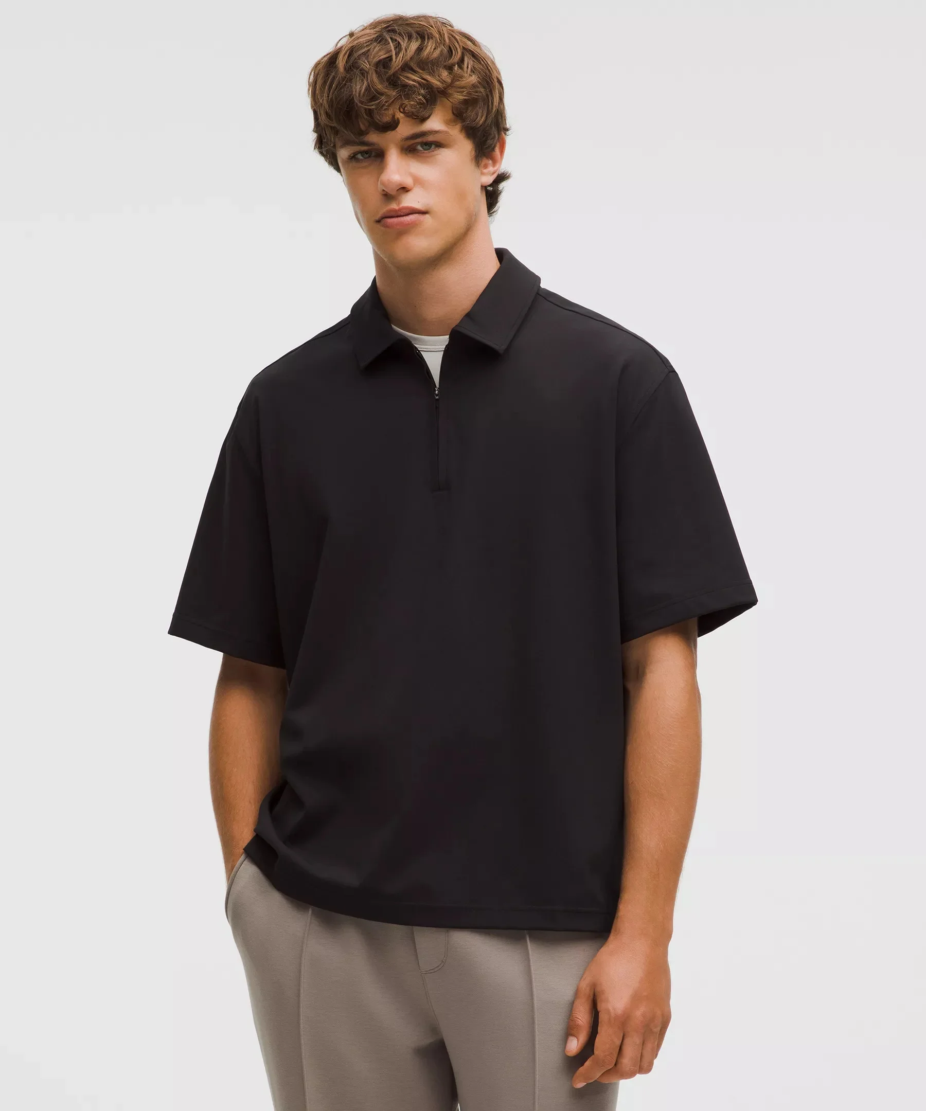 Daydrift Oversized Zip-Neck Polo Shirt - 1