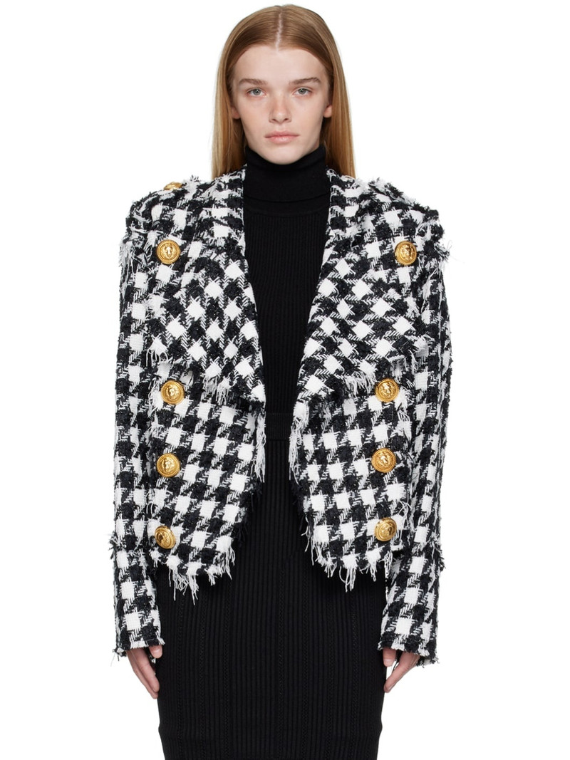 White & Black Double-Breasted Jacket - 1