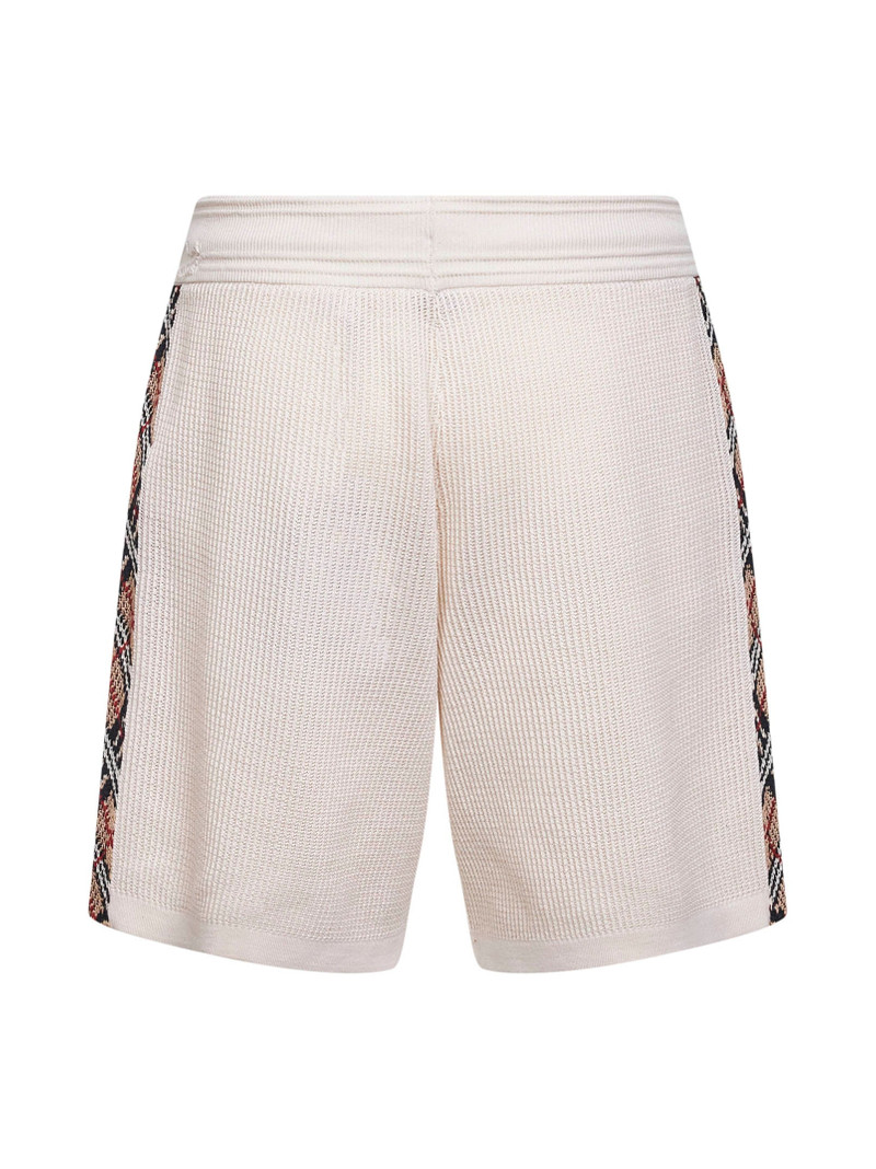 Burberry Beige cotton mesh shorts with Check trims outlook