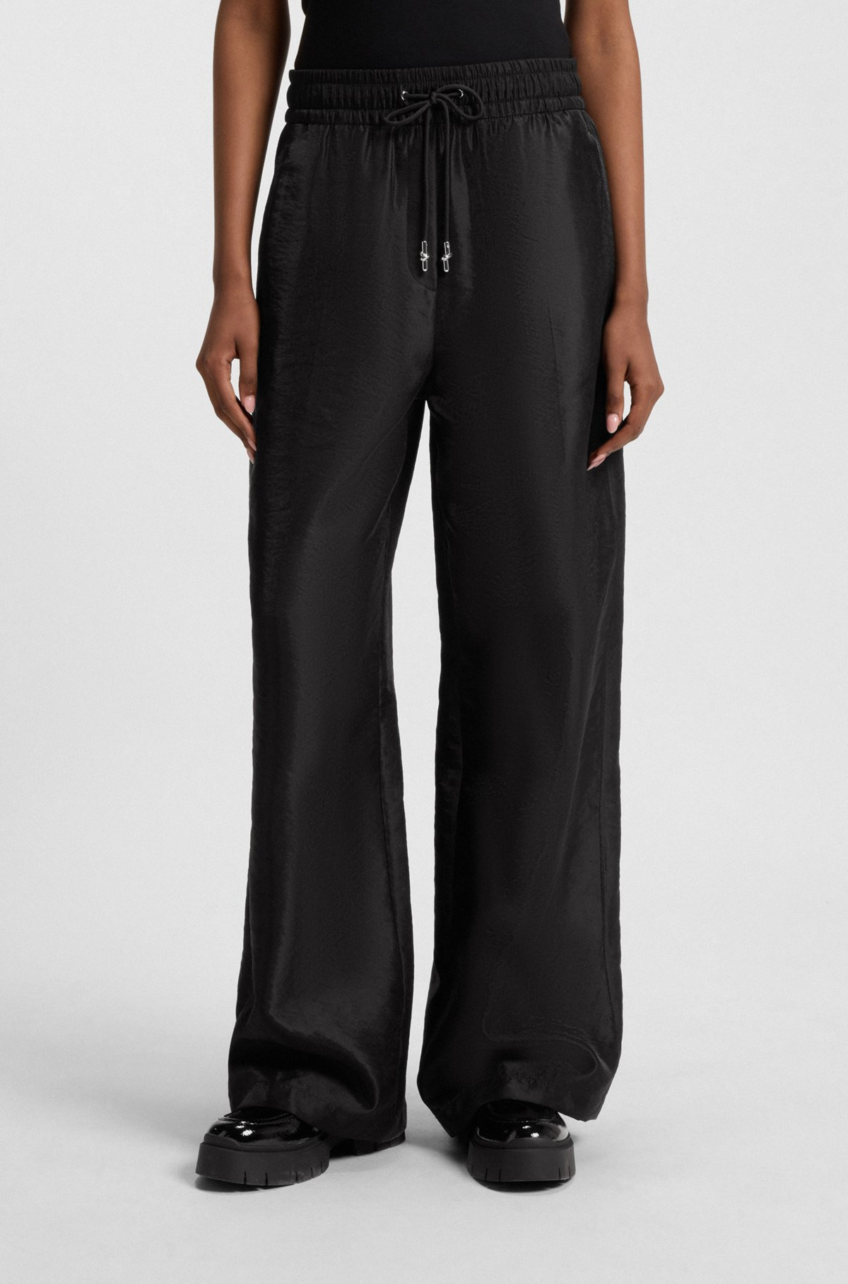 WIDE-LEG RELAXED-FIT TROUSERS WITH DRAWCORD WAIST - 2