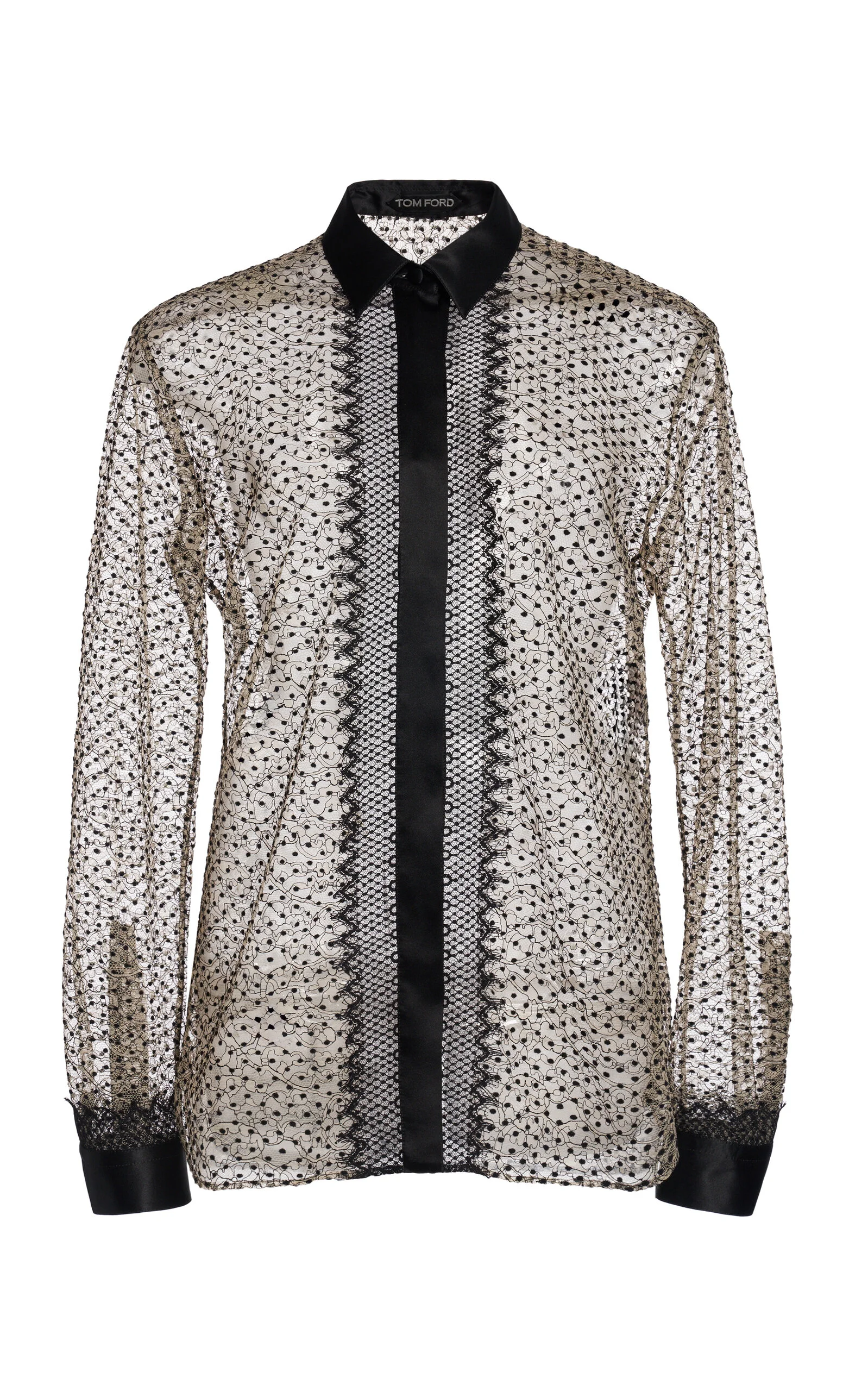 Flocked Polka-Dot Lace Shirt nude - 1